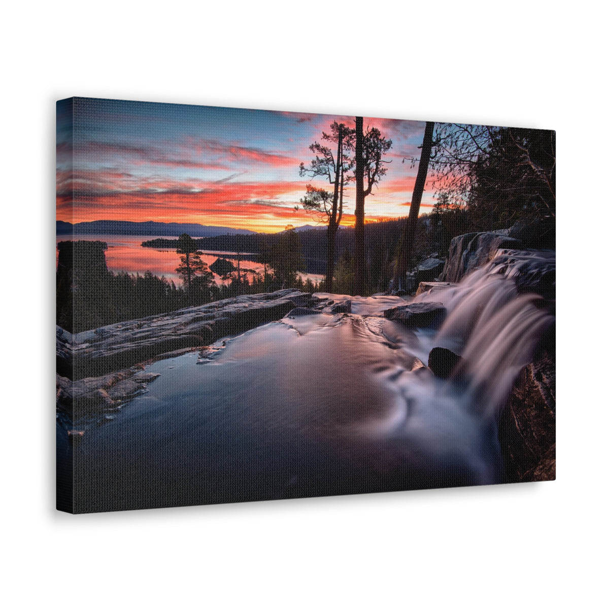 Lake Water Rushing Nature Wilderness Photography Canvas Wall Art for Home Decor Ready-to-Hang-Express Your Love Gifts