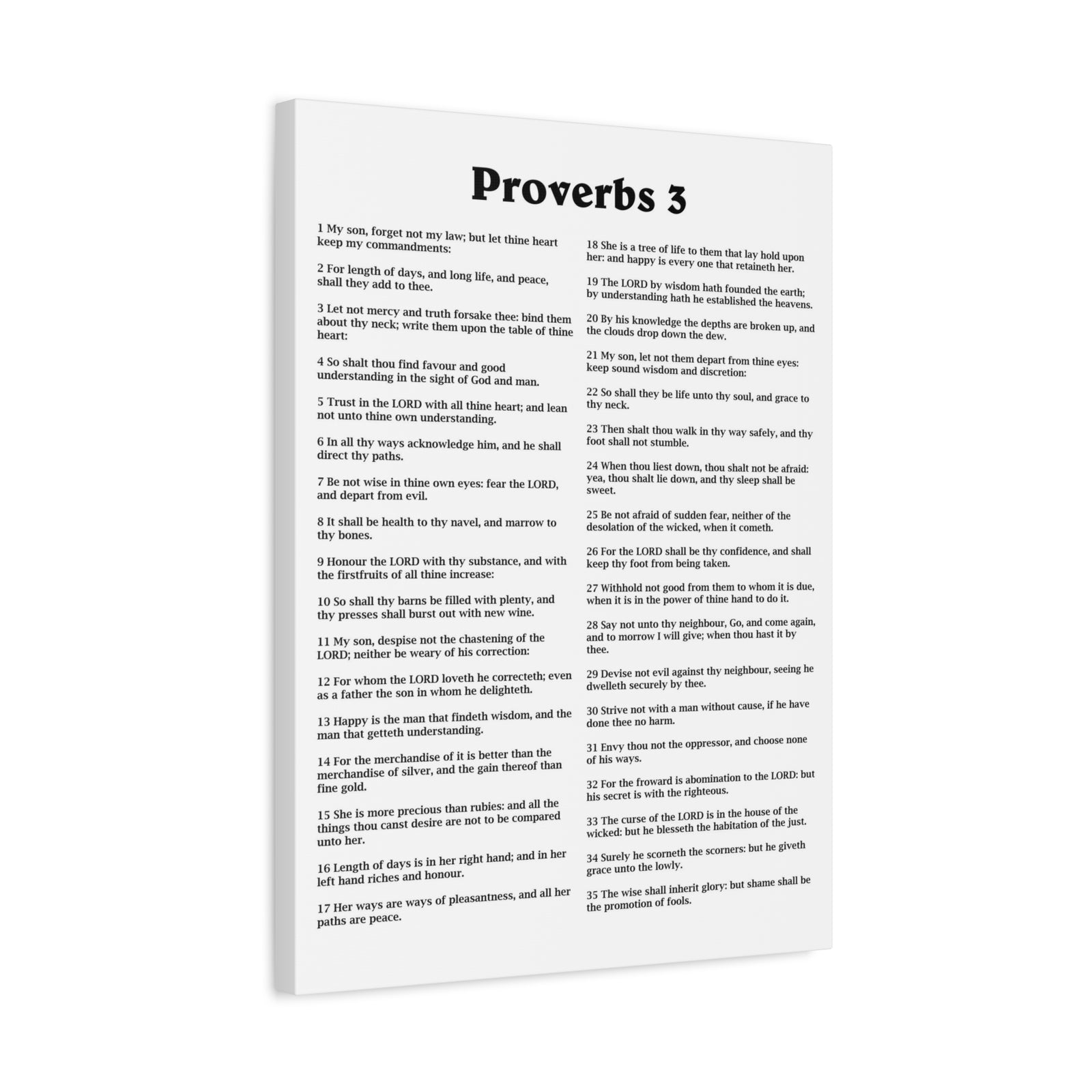 Scripture Walls Proverbs Chapter 3 White Bible Canvas Christian Wall Art Ready to Hang Unframed-Express Your Love Gifts