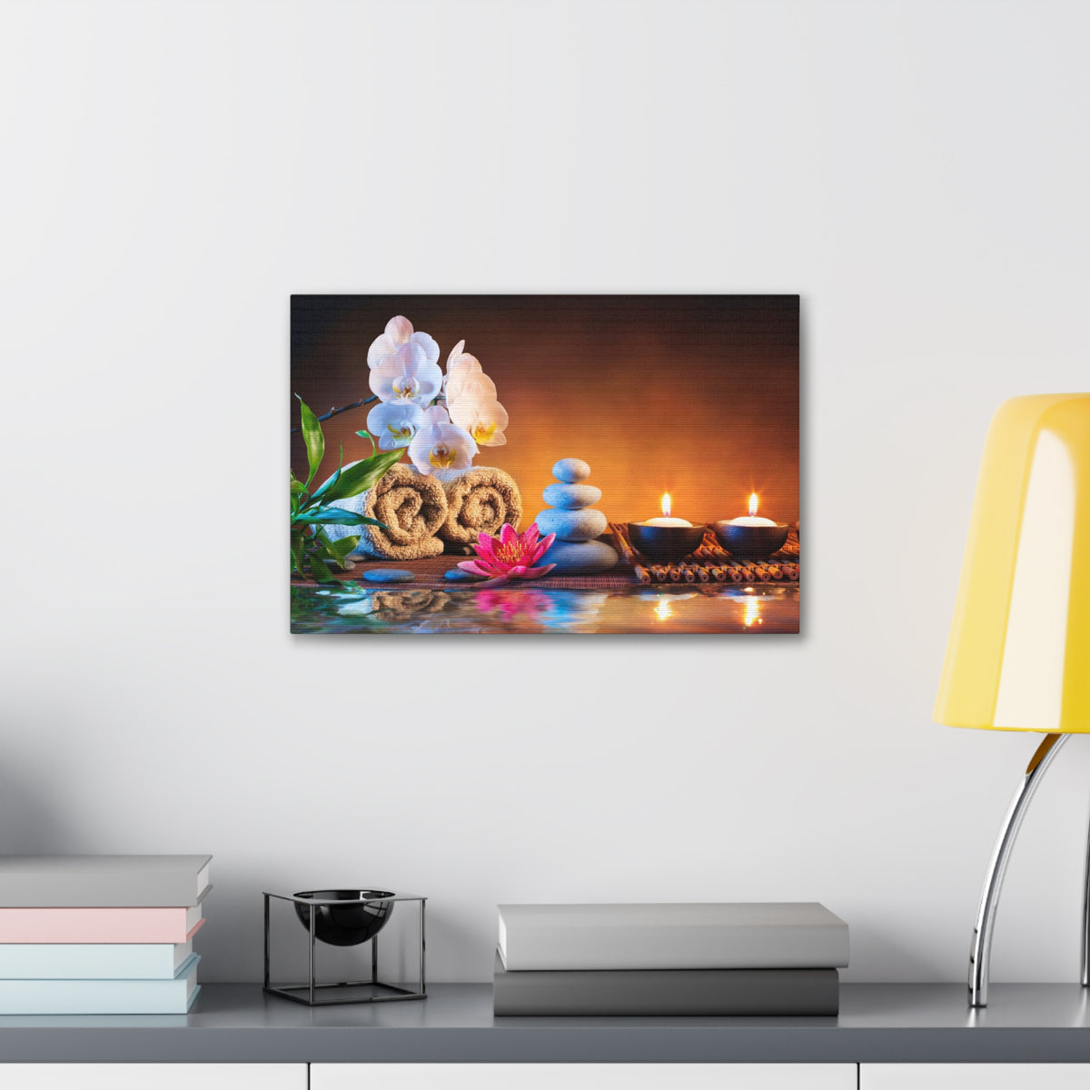 Towels on Bamboo Mat Forest Floral Nature Photography Canvas Wall Art for Home Decor Ready-to-Hang-Express Your Love Gifts