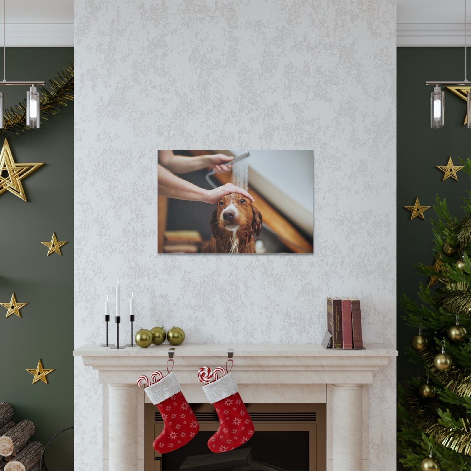 Cute Tolling Retriever Bath Canvas Wall Art for Home Decor Ready-to-Hang-Express Your Love Gifts