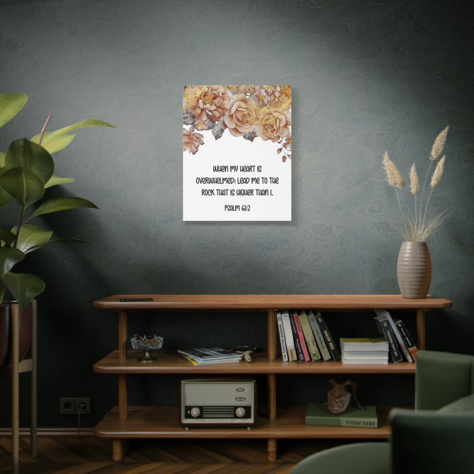Scripture Walls Higher Than I Psalm 61:2 Floral Bible Verse Canvas Christian Wall Art Ready to Hang-Express Your Love Gifts
