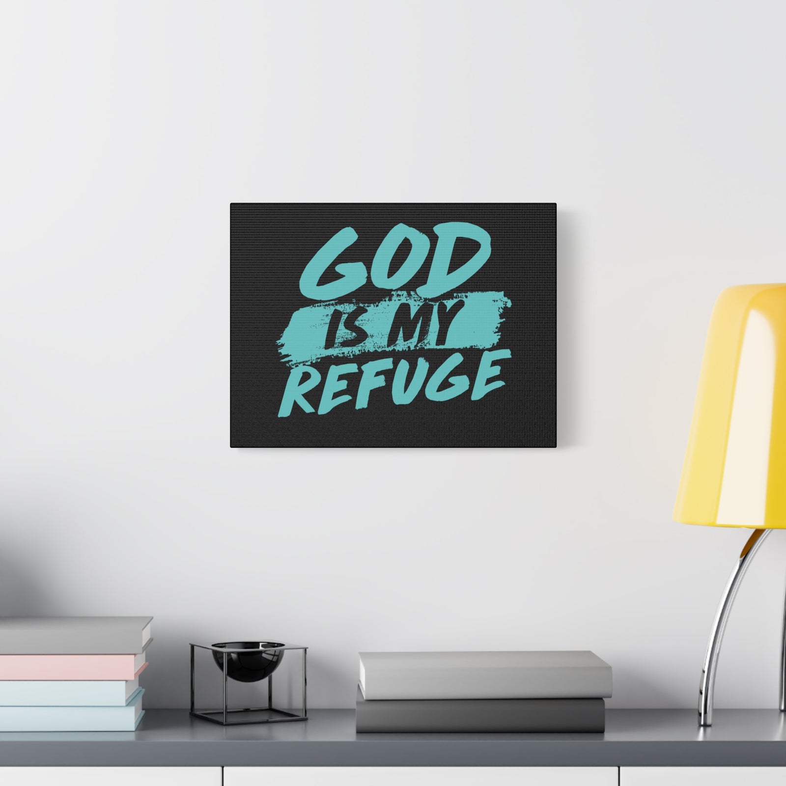 Scripture Canvas God Is My Refuge Psalm 46:1 Christian Wall Art Print Ready to Hang-Express Your Love Gifts