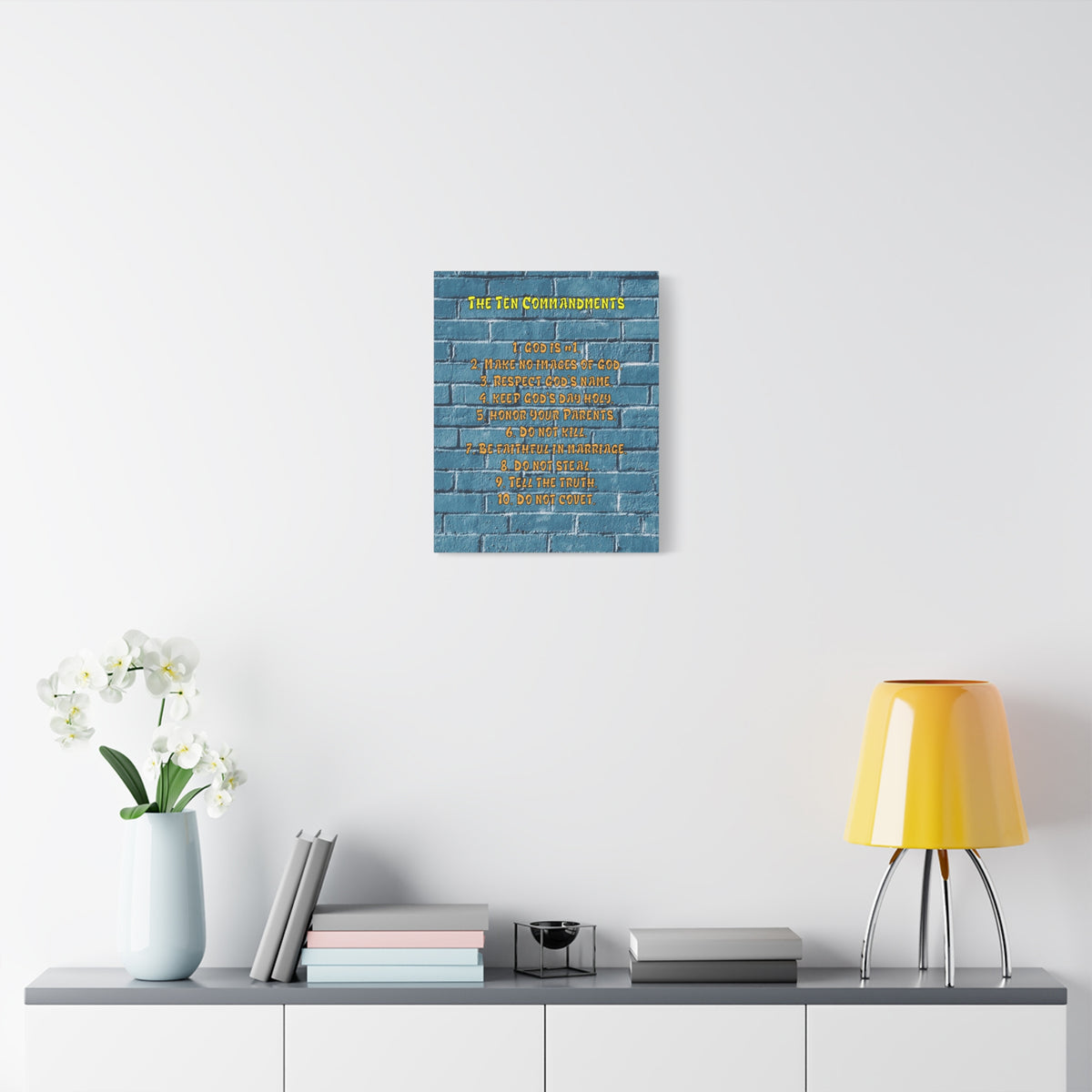 Scripture Canvas 10 Commandments For Kids Brick Wall Christian Wall Art Print Ready to Hang-Express Your Love Gifts