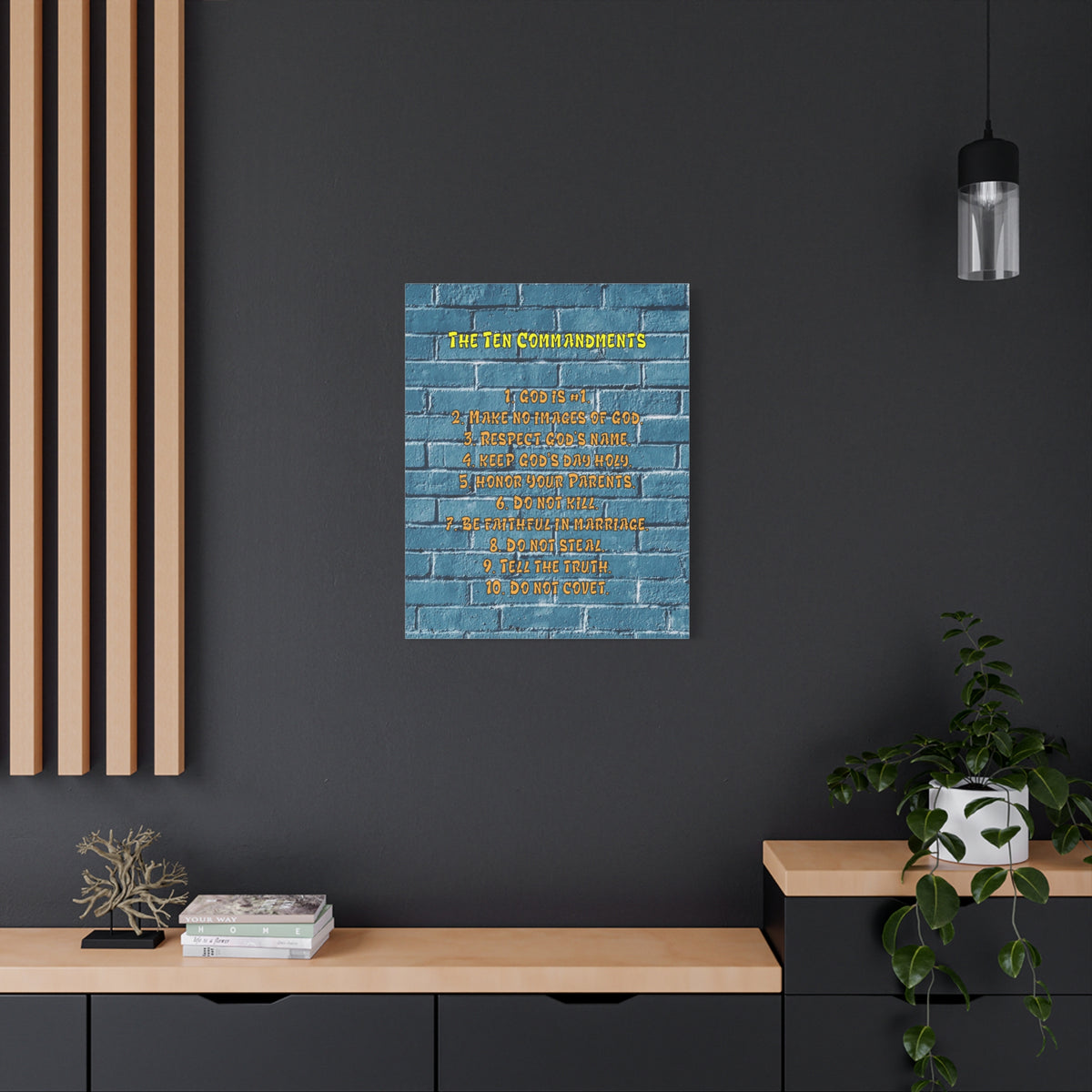 Scripture Canvas 10 Commandments For Kids Brick Wall Christian Wall Art Print Ready to Hang-Express Your Love Gifts