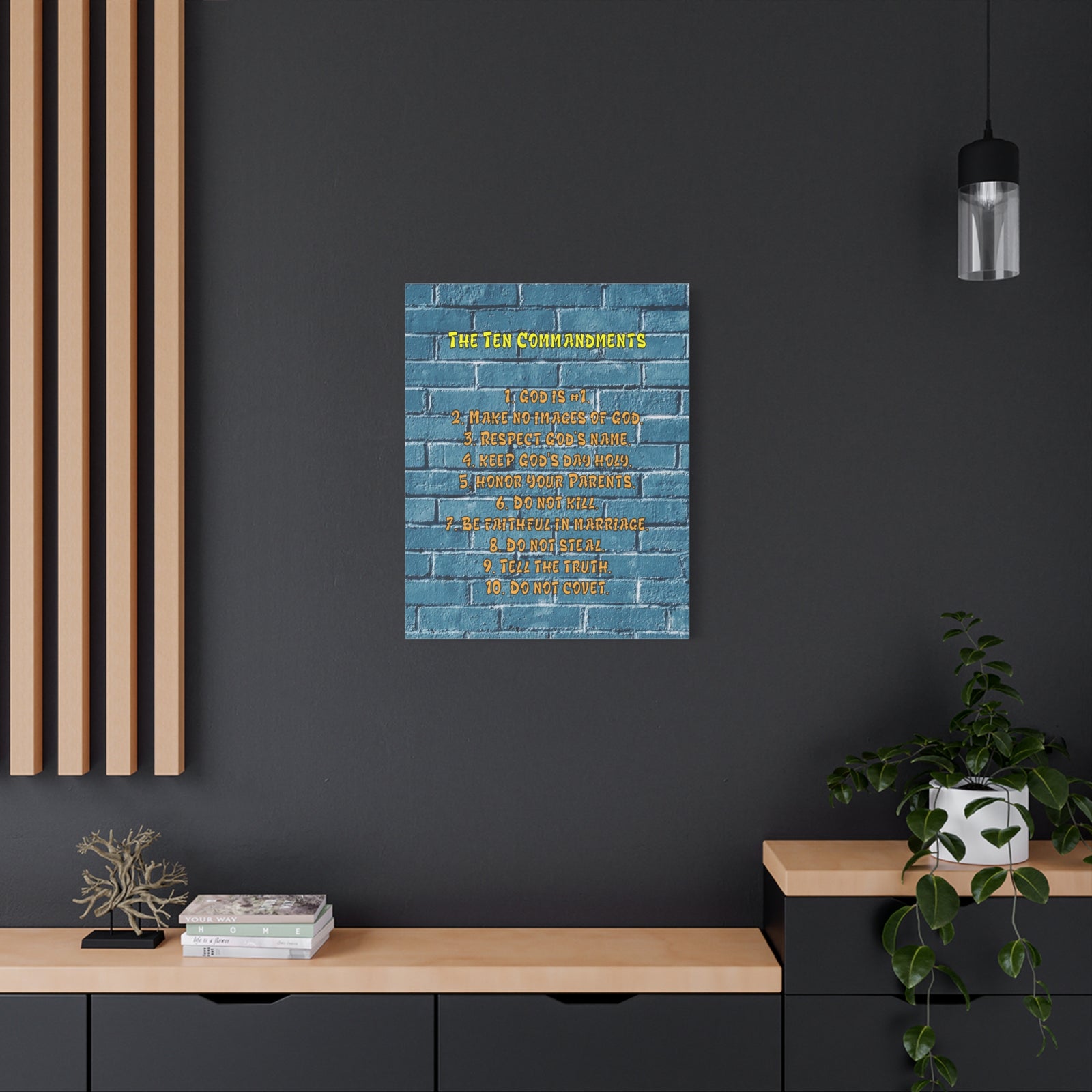 Scripture Canvas 10 Commandments For Kids Brick Wall Christian Wall Art Print Ready to Hang-Express Your Love Gifts