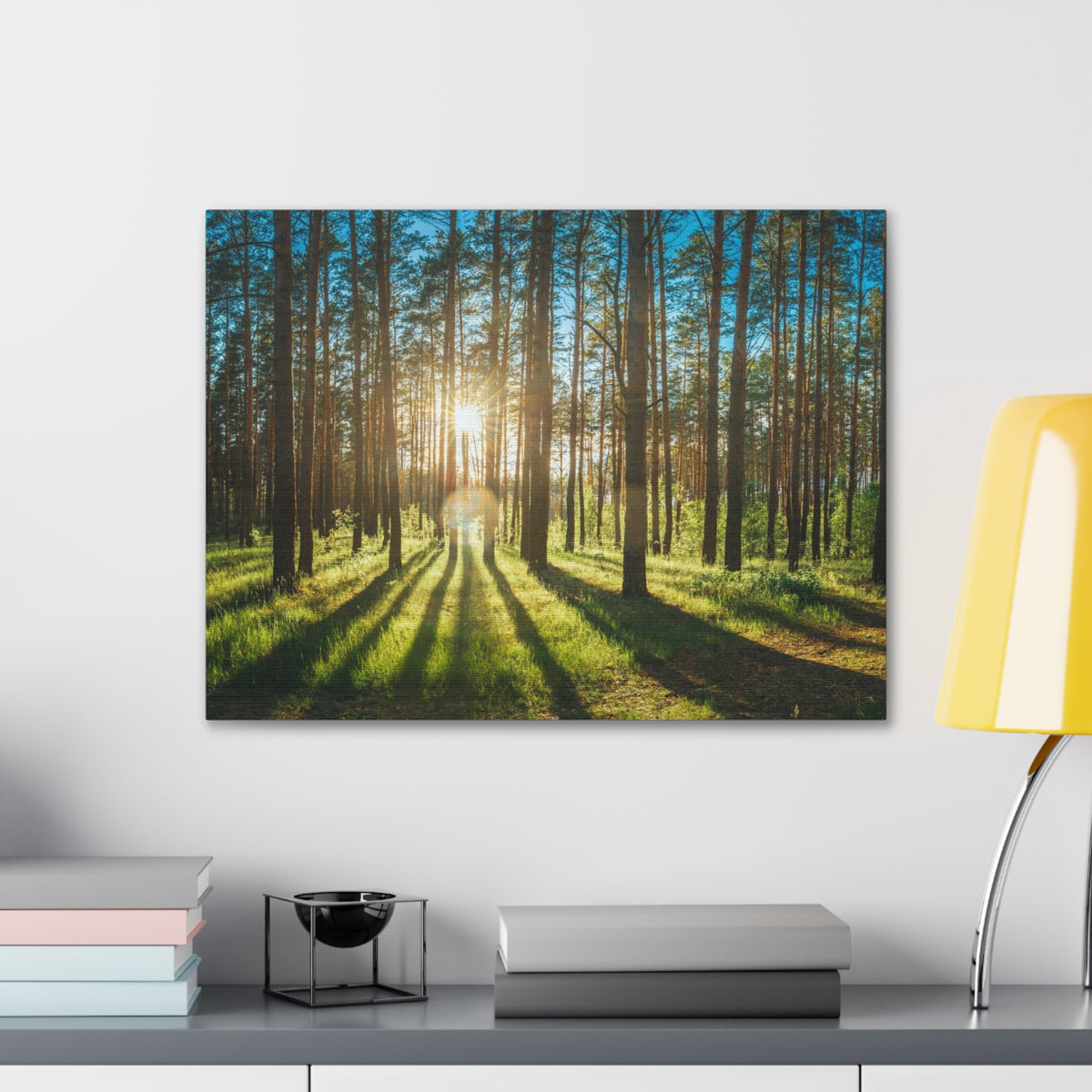 Forest Green Sunrise Nature Wilderness Photography Canvas Wall Art for Home Decor Ready-to-Hang-Express Your Love Gifts