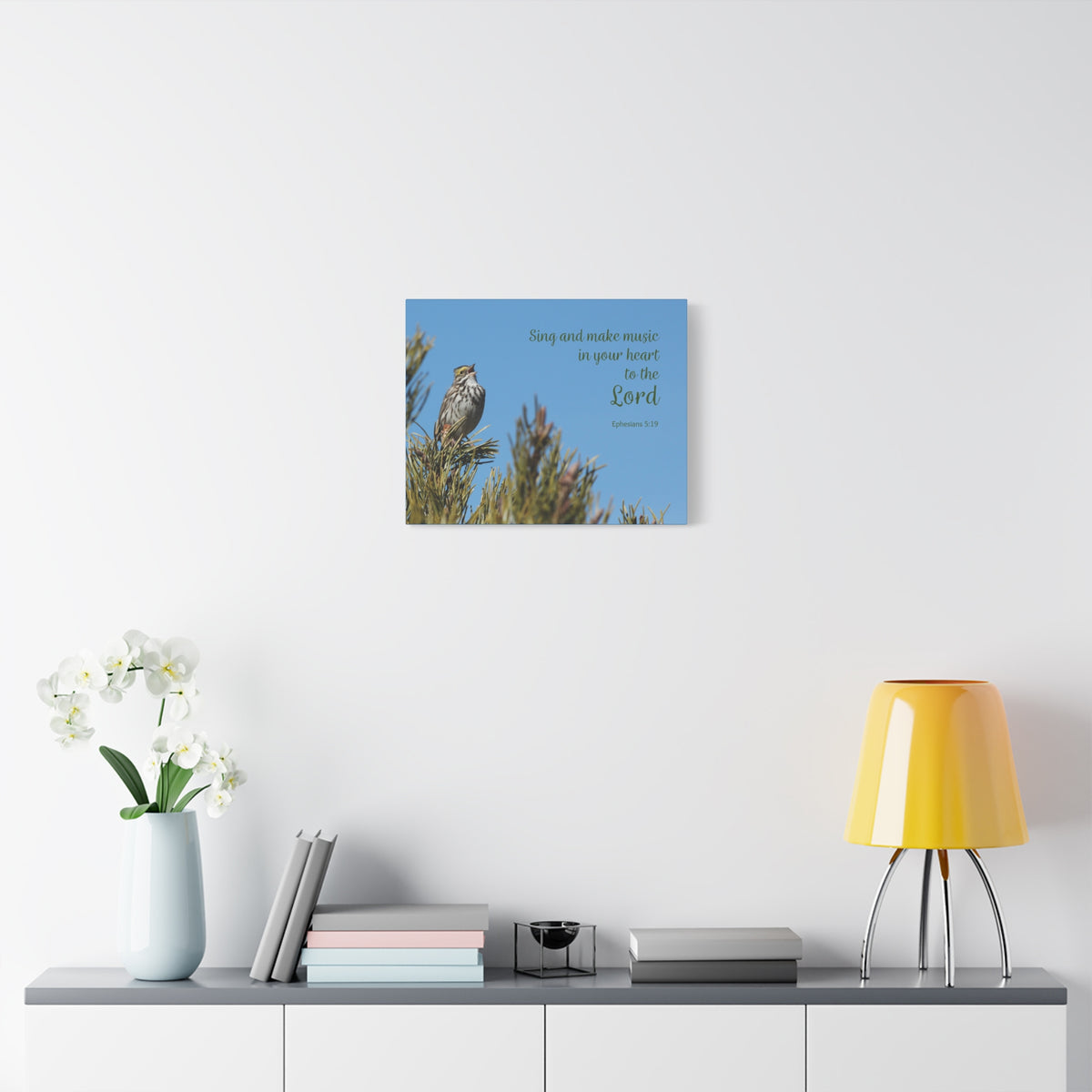 Scripture Canvas In Your Heart Ephesians 5:19 Christian Wall Art Bible Verse Print Ready to Hang-Express Your Love Gifts