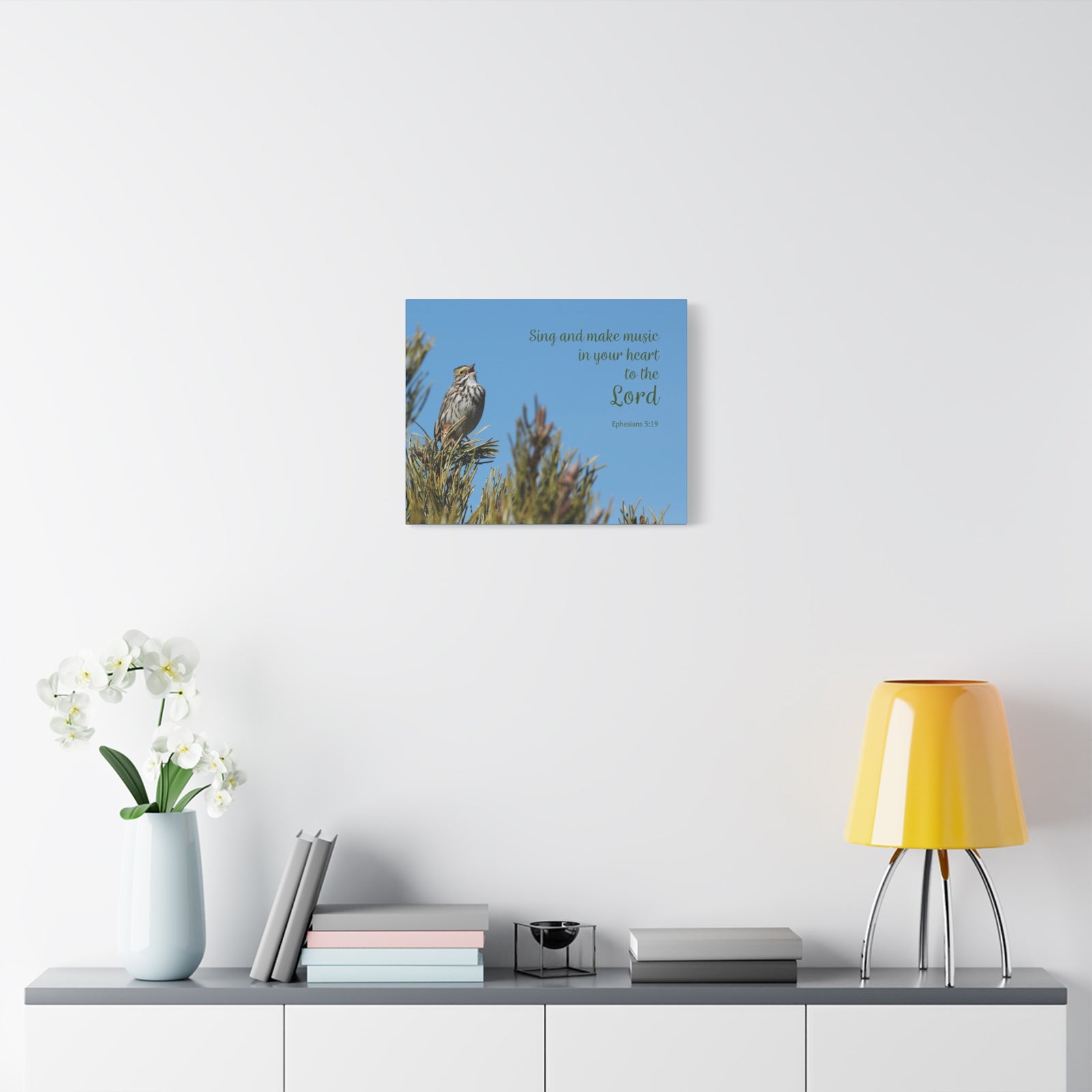 Scripture Canvas In Your Heart Ephesians 5:19 Christian Wall Art Bible Verse Print Ready to Hang-Express Your Love Gifts