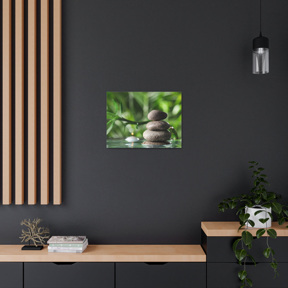 Candle with Bamboo Stem Forest Floral Nature Photography Canvas Wall Art for Home Decor Ready-to-Hang-Express Your Love Gifts