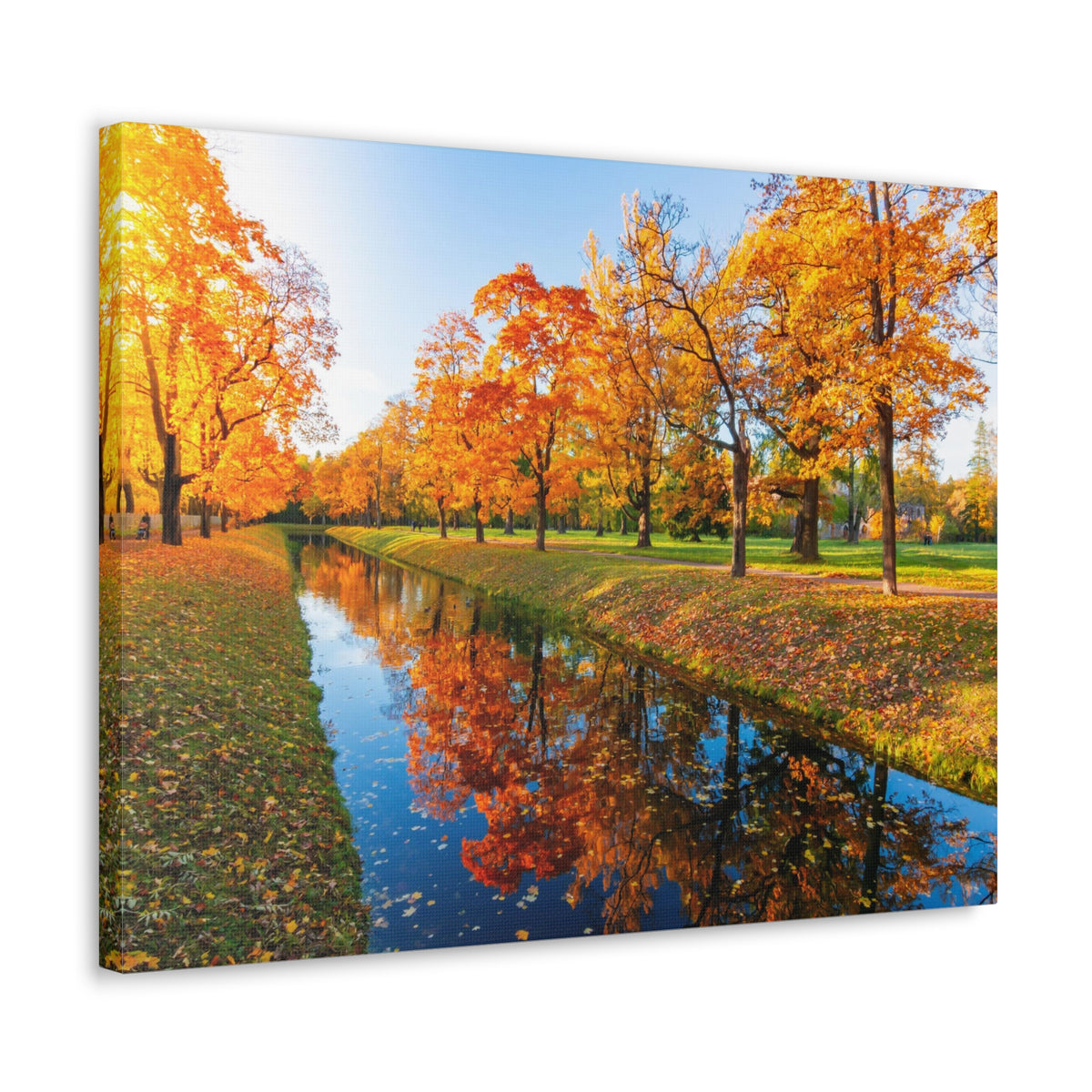 Obvodny Canal in Autumn Forest Floral Nature Photography Canvas Wall Art for Home Decor Ready-to-Hang-Express Your Love Gifts