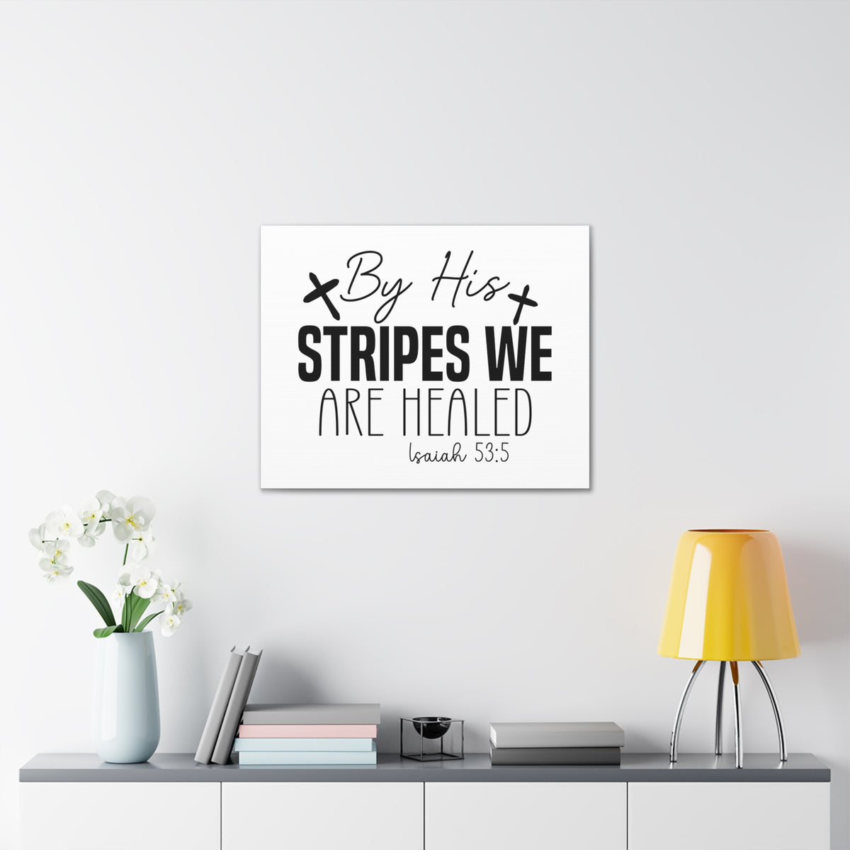 Scripture Walls Isaiah 53:5 By His Stripes Cross Bible Verse Canvas Christian Wall Art Ready to Hang Unframed-Express Your Love Gifts
