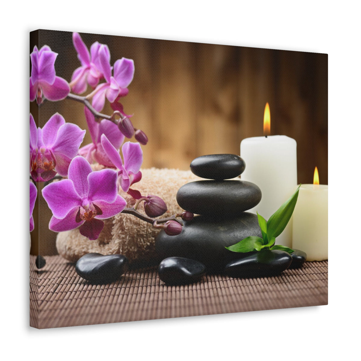 Stones and Bamboo Forest Floral Nature Photography Canvas Wall Art for Home Decor Ready-to-Hang-Express Your Love Gifts