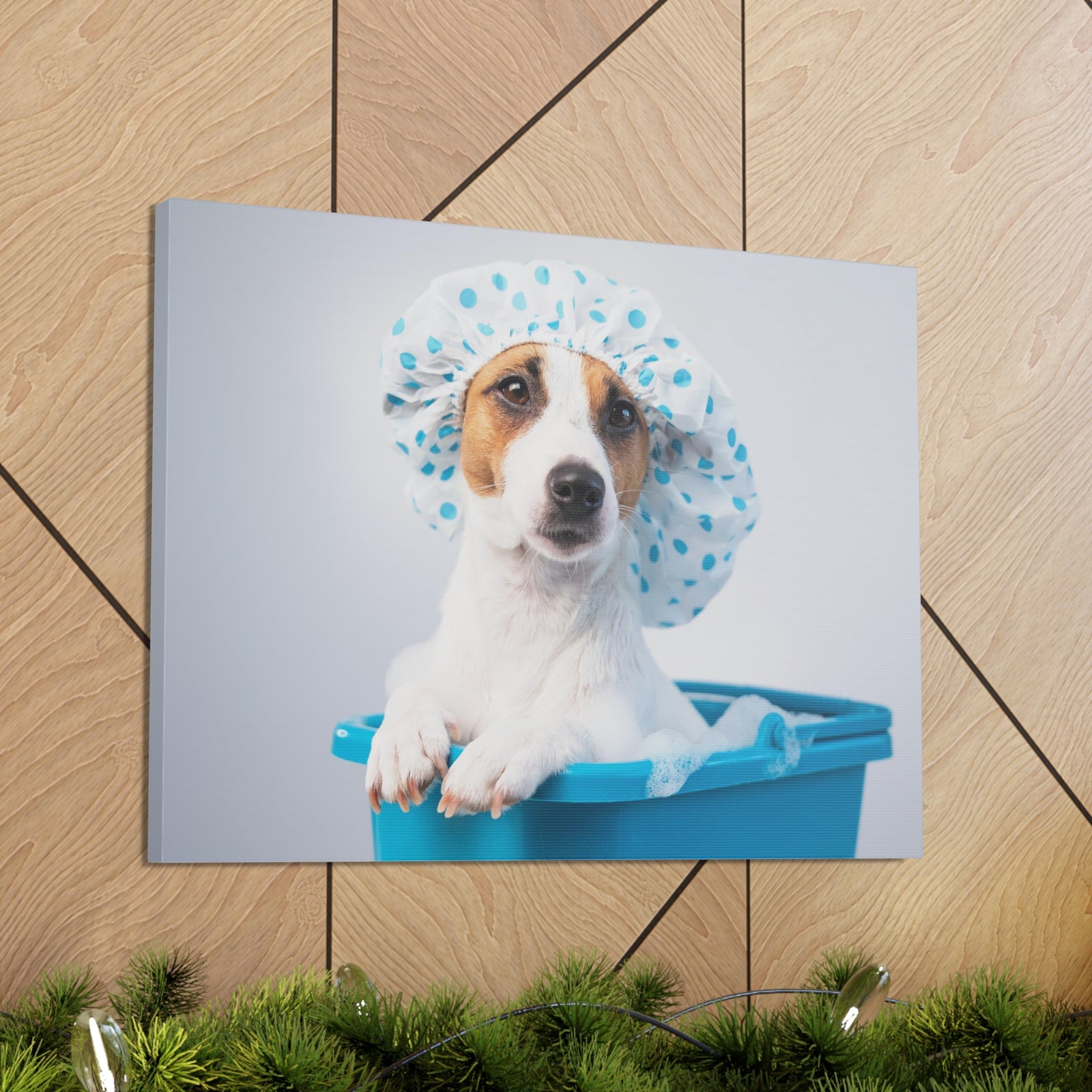 Cute Russel Terrier Bath Canvas Wall Art for Home Decor Ready-to-Hang-Express Your Love Gifts