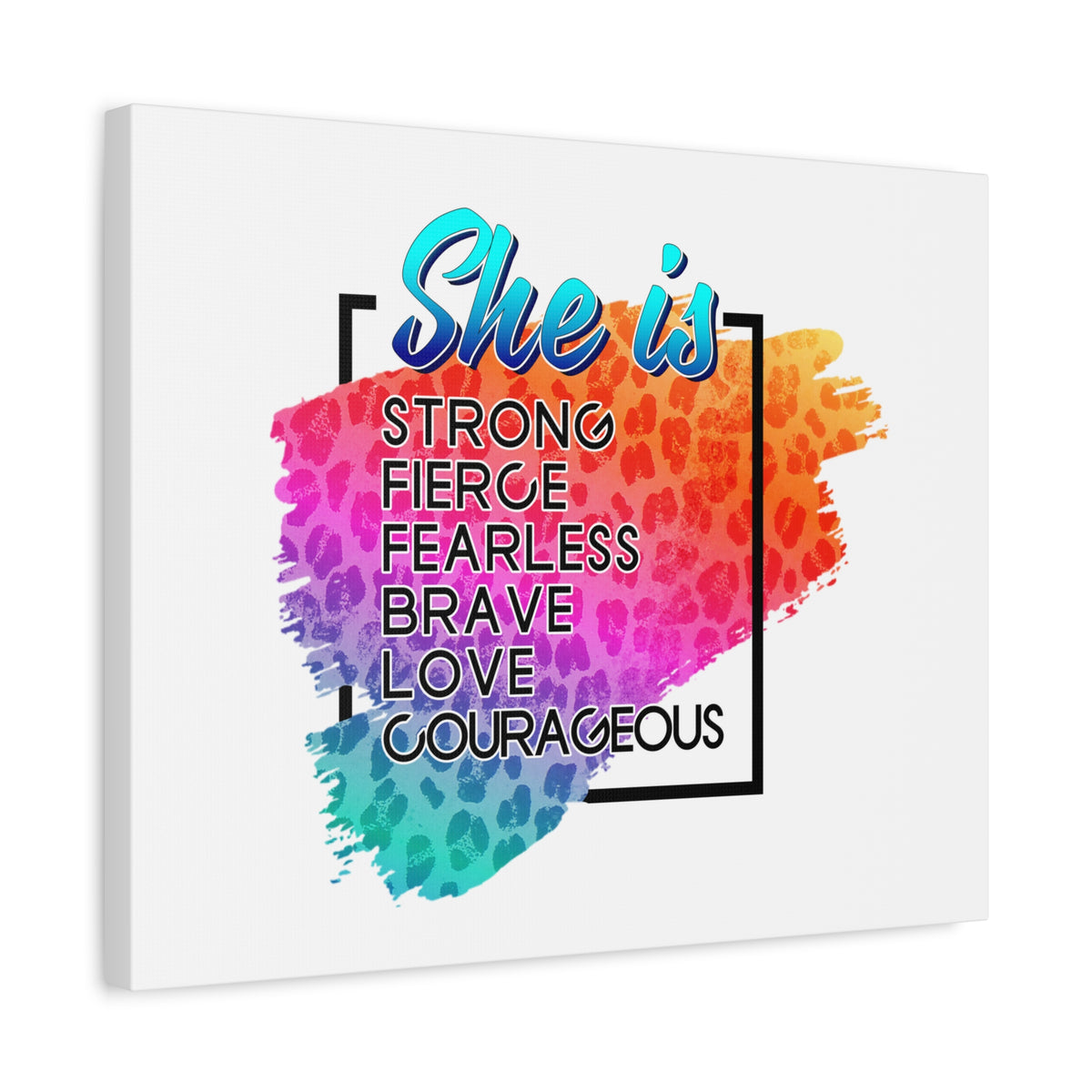 Scripture Canvas She Is Courageous Psalm 31:24 Christian Wall Art Bible Verse Print Ready to Hang-Express Your Love Gifts