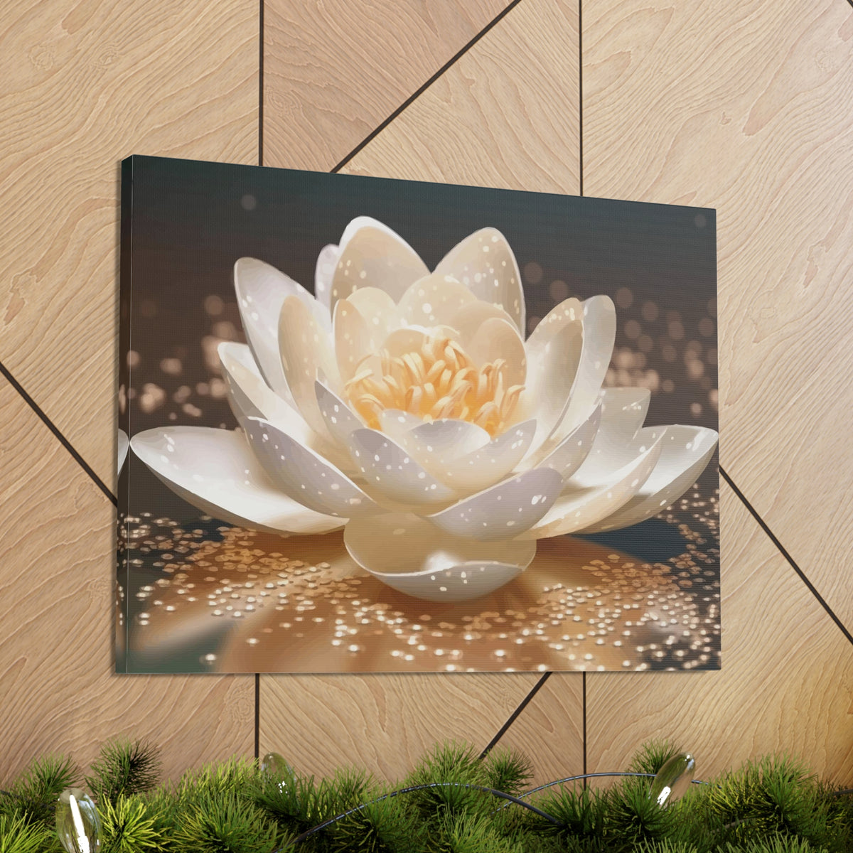 Beautiful White Lotus Flower Canvas Wall Art for Home Decor Ready-to-Hang-Express Your Love Gifts
