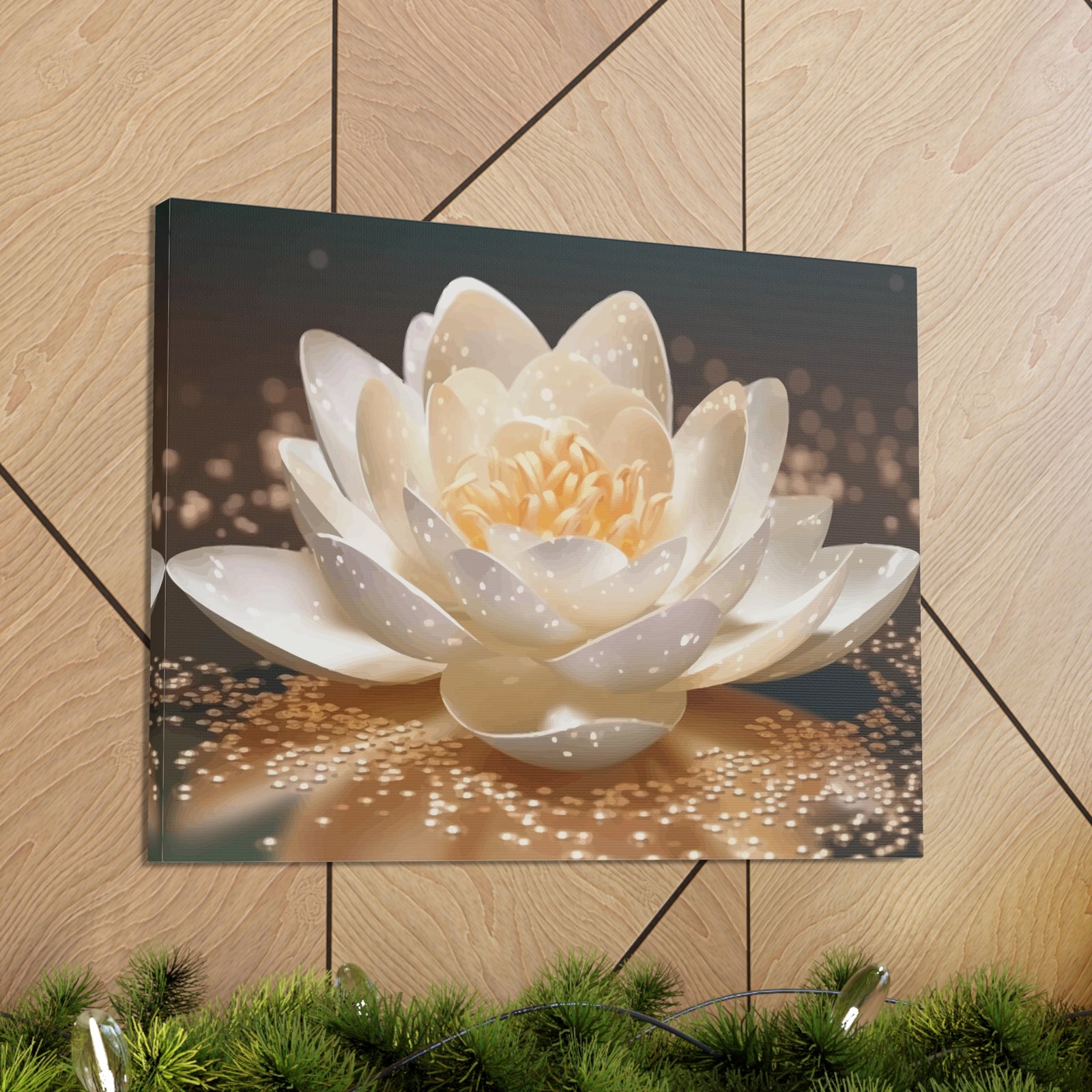 Beautiful White Lotus Flower Canvas Wall Art for Home Decor Ready-to-Hang-Express Your Love Gifts