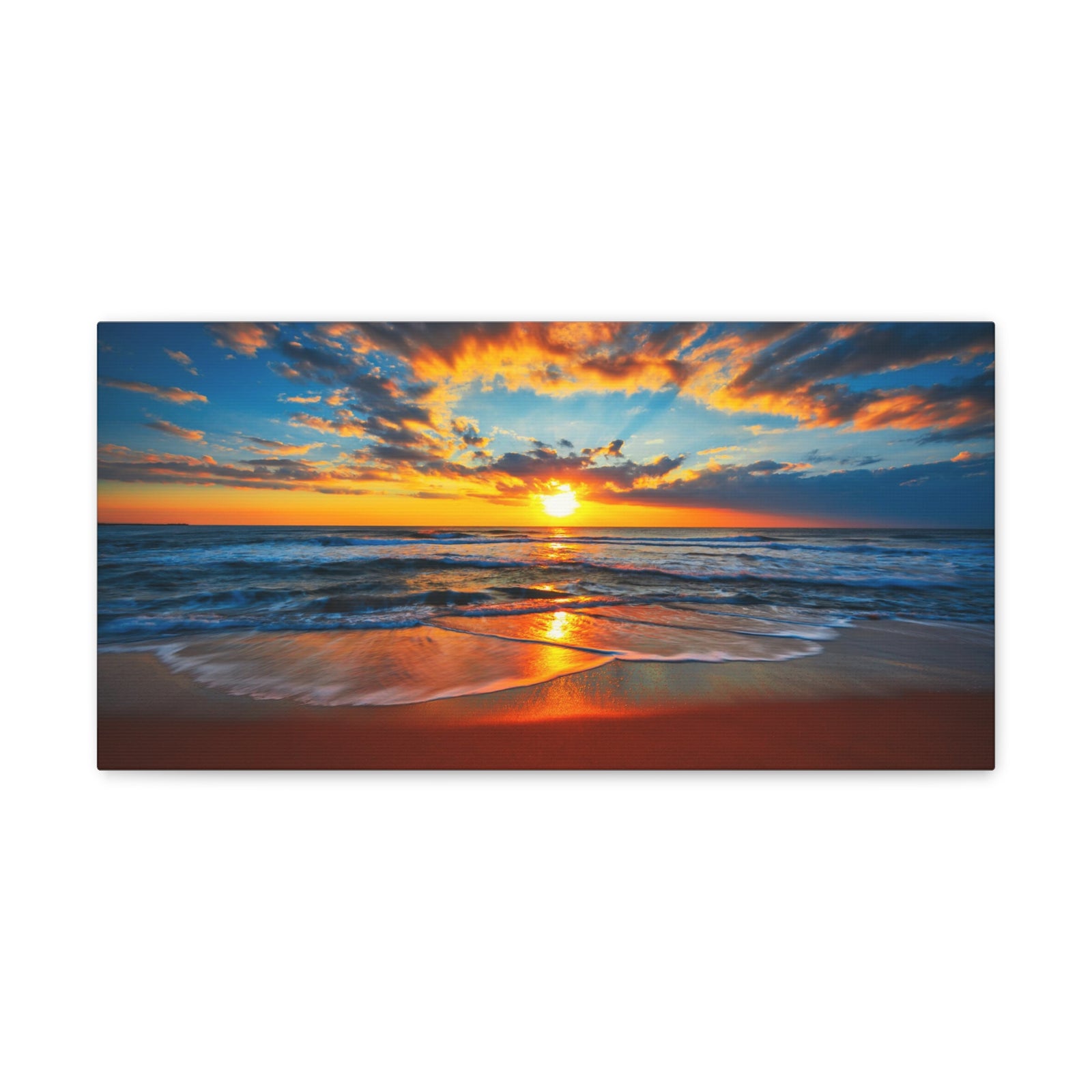 Sunrise On The Beach Ocean Canvas Wall Art for Home Decor Ready-to-Hang-Express Your Love Gifts