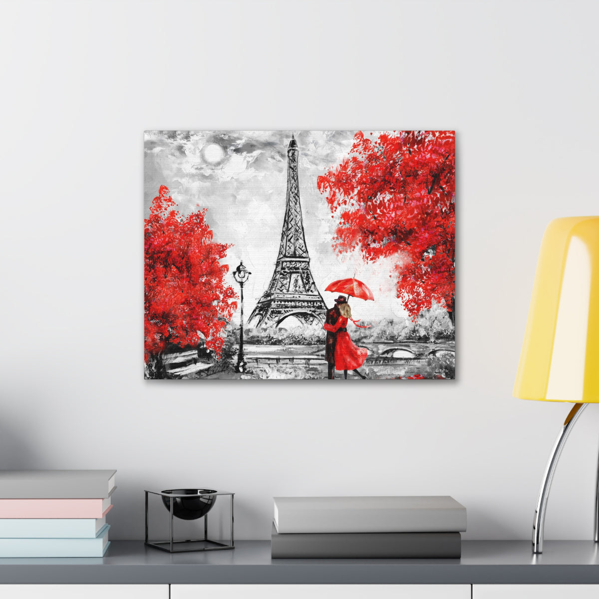 Paris Eiffel Tower Couple France Canvas Artwork High-Quality Breathtaking French City for Home Decor Ready to Hang-Express Your Love Gifts