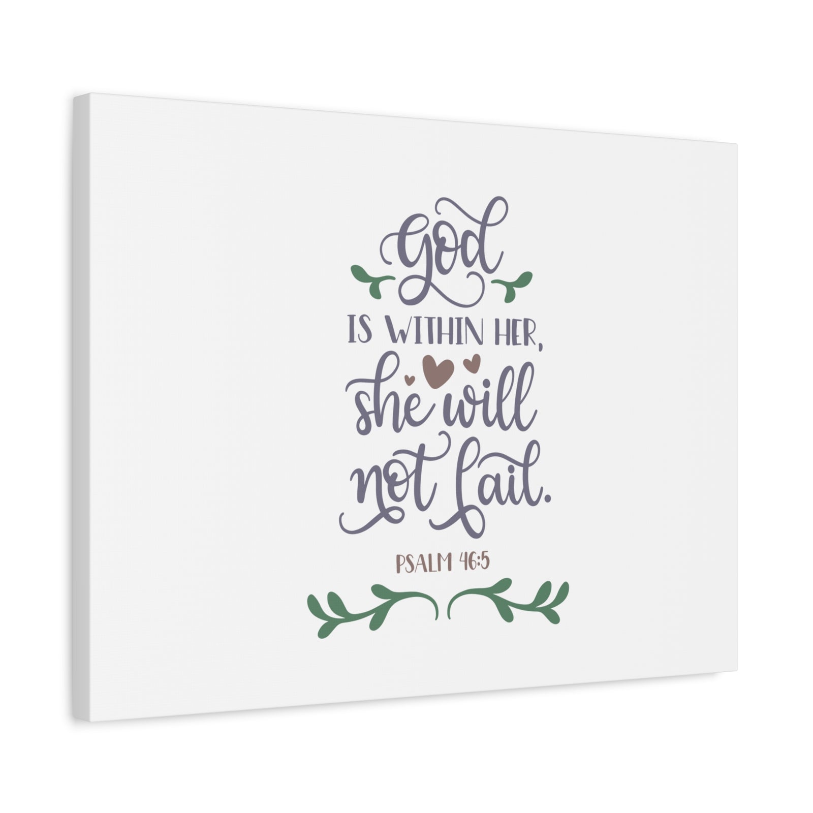 Scripture Canvas God Is Within Her Psalm 46:5 Hearts Christian Wall Art Bible Verse Print Ready to Hang-Express Your Love Gifts