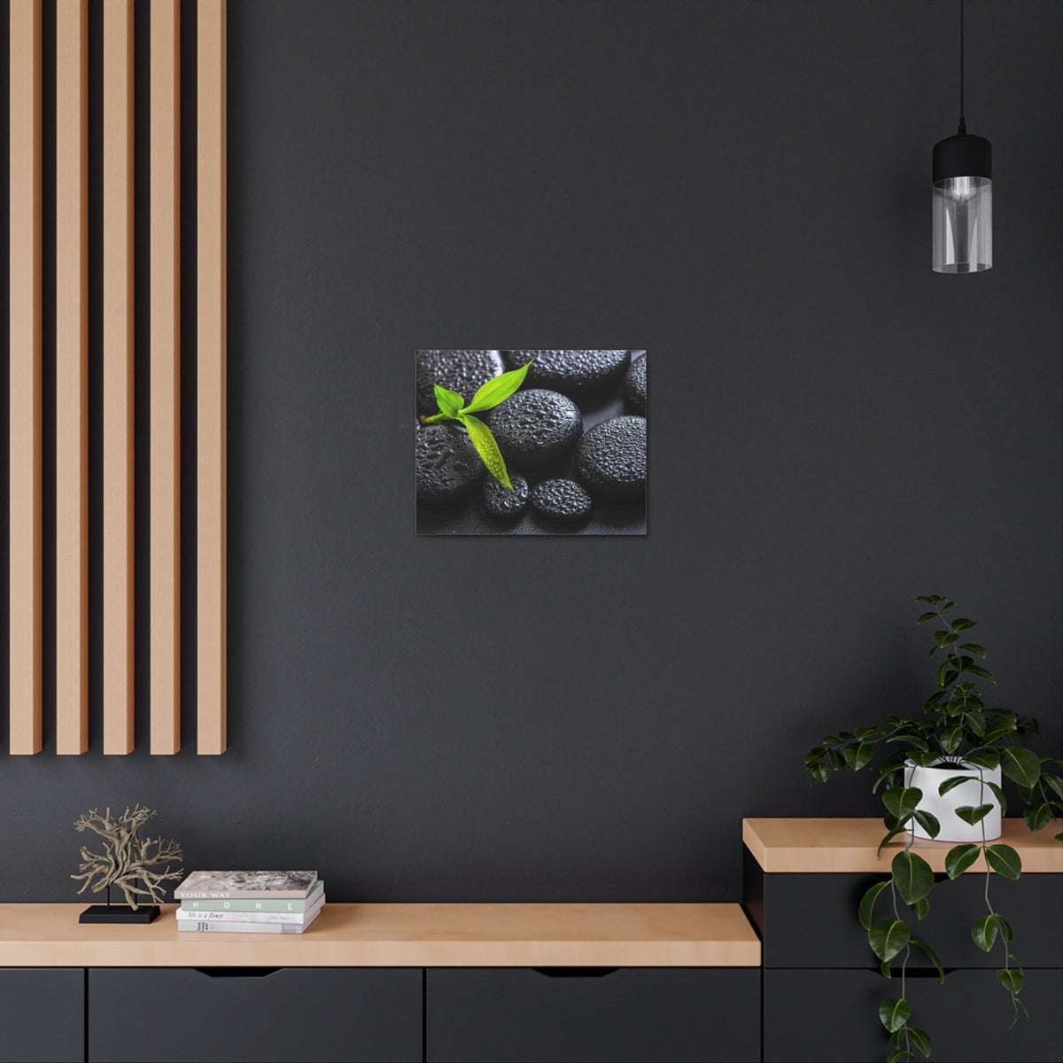 Green Branch Bamboo Forest Floral Nature Photography Canvas Wall Art for Home Decor Ready-to-Hang-Express Your Love Gifts