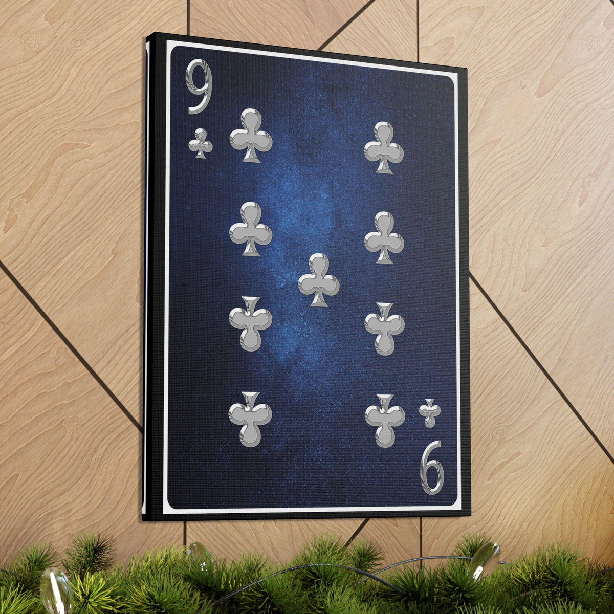 Nine Of Clubs Space Background Playing Card Canvas Wall Art for Home Decor Ready-to-Hang-Express Your Love Gifts