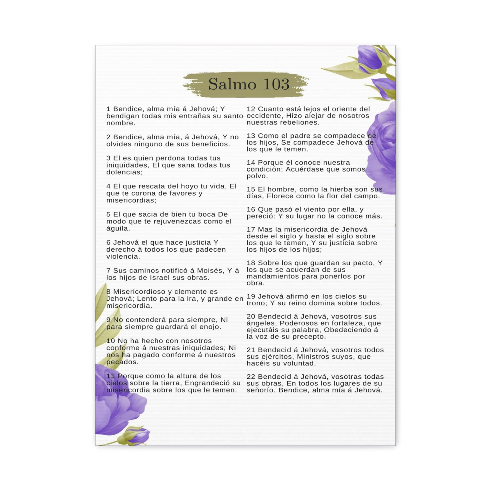 Salmo 103 Impresión De Arte Cristiano en la Pared Lista Para Colgar-Express Your Love Gifts