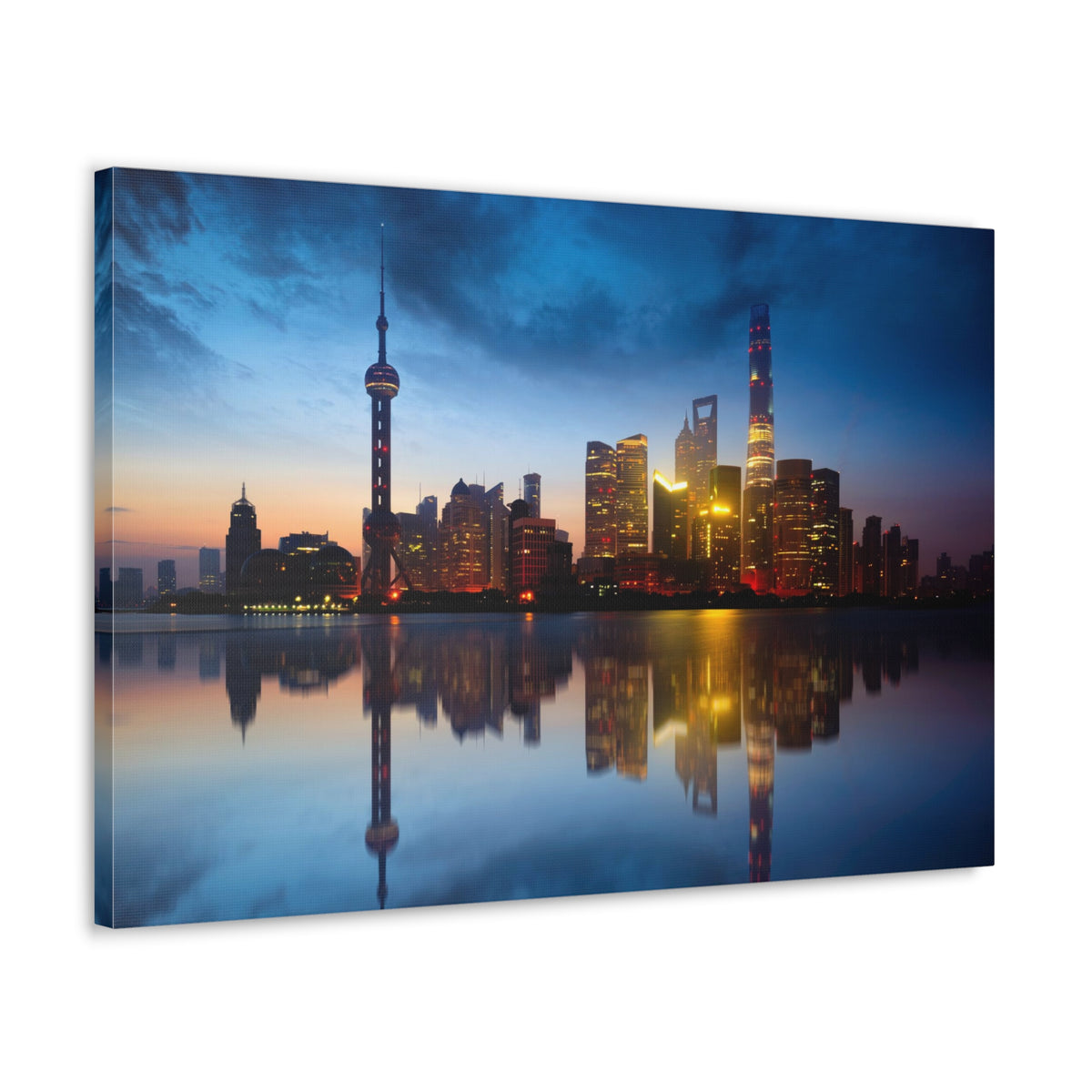 Shanghai Night Skyline Canvas Artwork High-Quality Breathtaking Stunning Cityscape for Home Decor Ready to Hang-Express Your Love Gifts