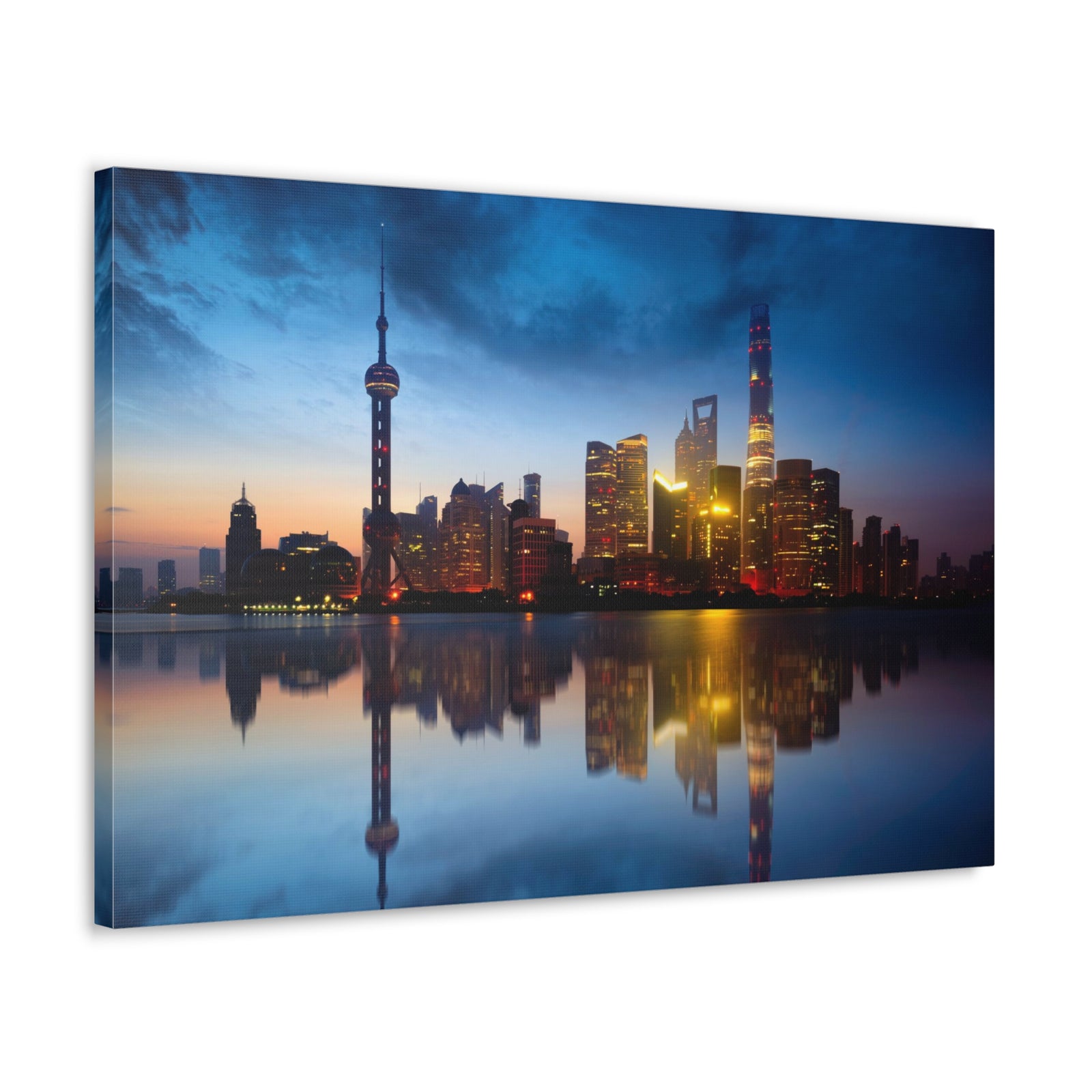 Shanghai Night Skyline Canvas Artwork High-Quality Breathtaking Stunning Cityscape for Home Decor Ready to Hang-Express Your Love Gifts