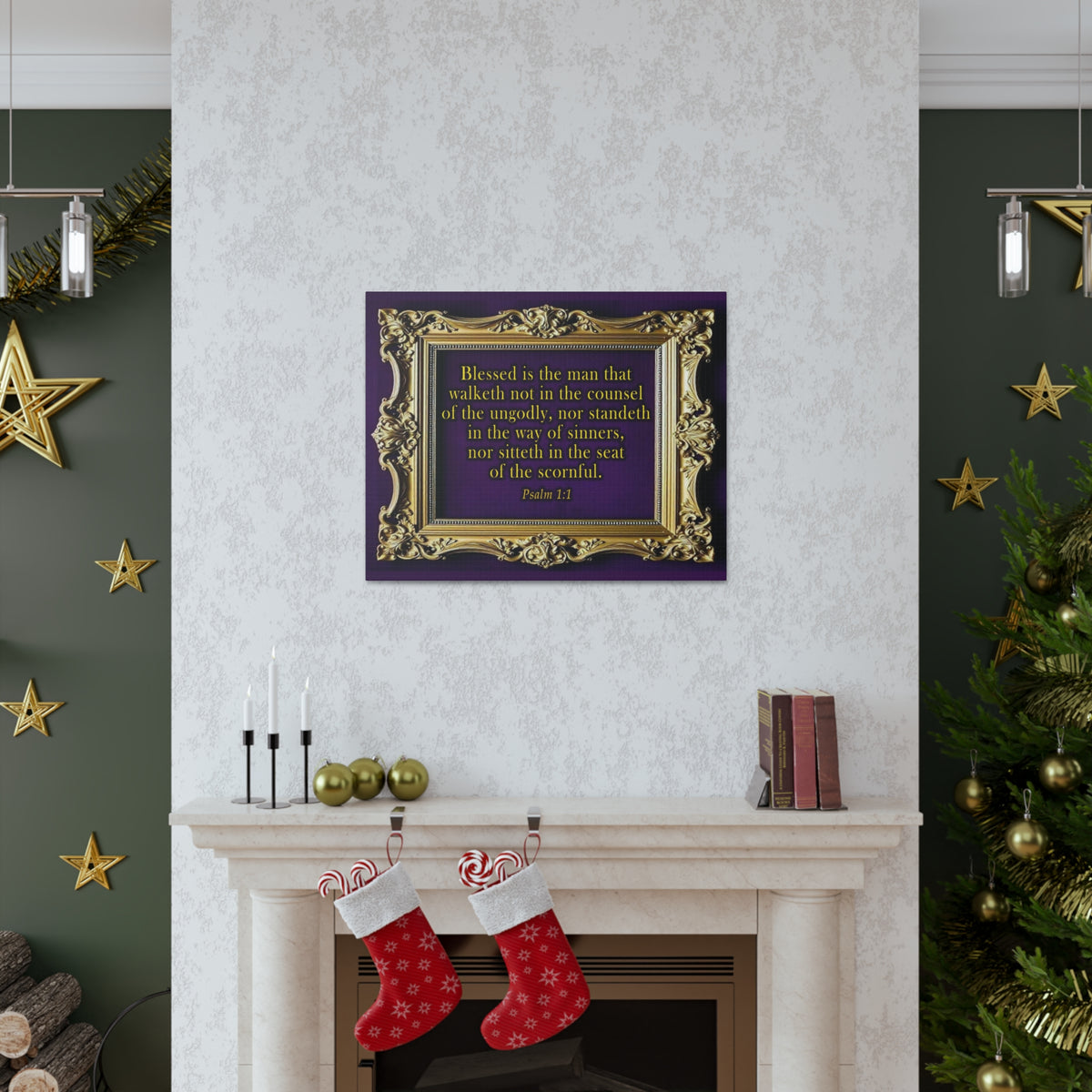 Scripture Walls Psalm 1:1 KJV Bible Verse Canvas Christian Wall Art Ready to Hang Unframed-Express Your Love Gifts