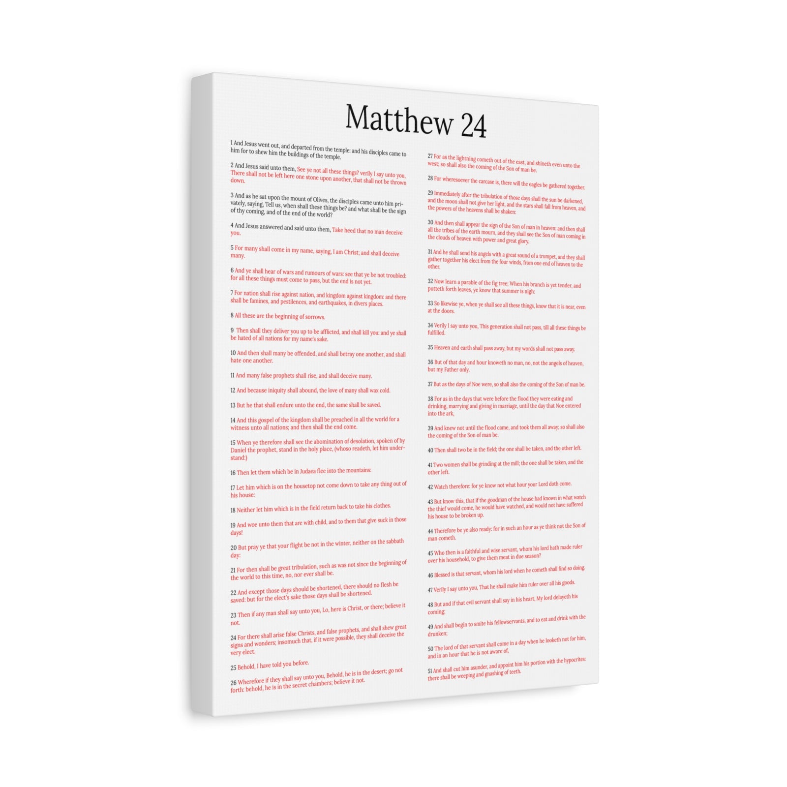 Scripture Walls Christ Words in Red Matthew 24 Chapter Christian Wall Art Print Ready to Hang Unframed-Express Your Love Gifts