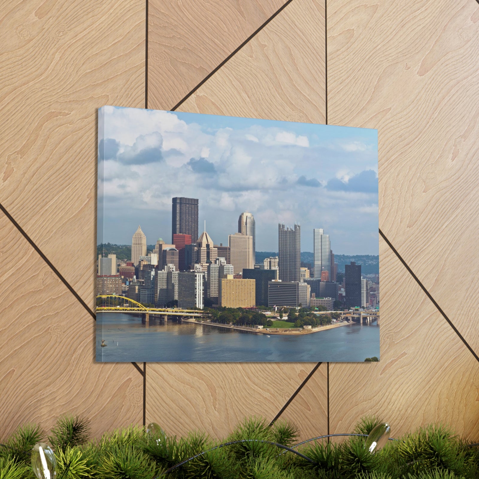Pittsburgh Daytime Skyline Canvas Artwork High-Quality Breathtaking Stunning Cityscape for Home Decor Ready to Hang-Express Your Love Gifts
