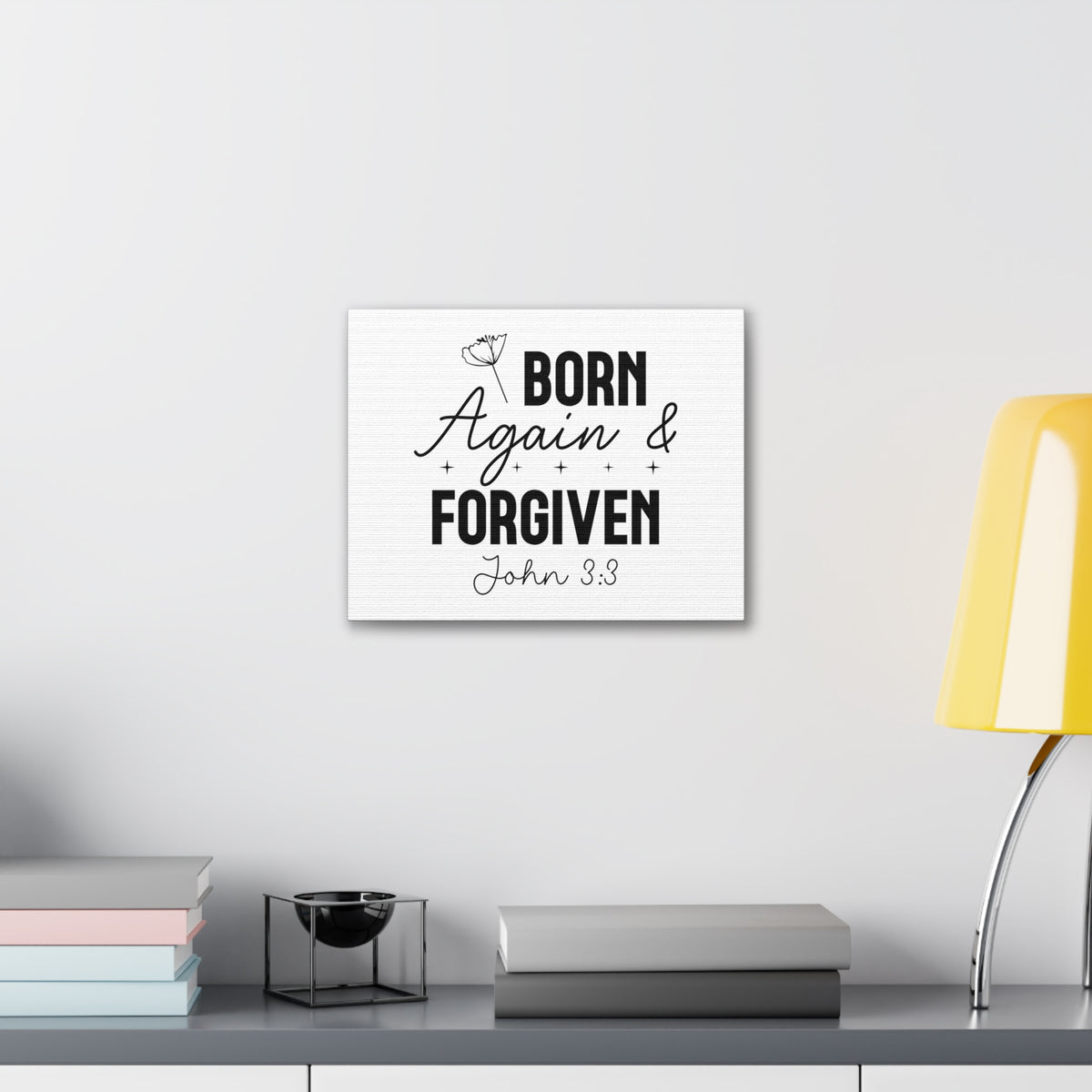 Scripture Walls John 3:3 Born Again and Forgiven Bible Verse Canvas Christian Wall Art Ready to Hang Unframed-Express Your Love Gifts