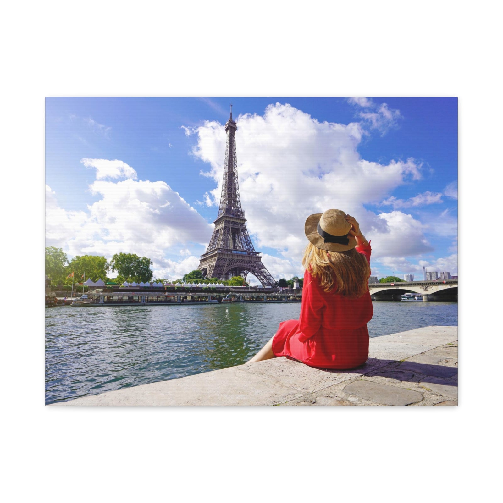 Eiffel Tower Sunrise Seine River Paris Skyline Canvas Artwork High-Quality Breathtaking Stunning Cityscape for Home Decor Ready to Hang-Express Your Love Gifts