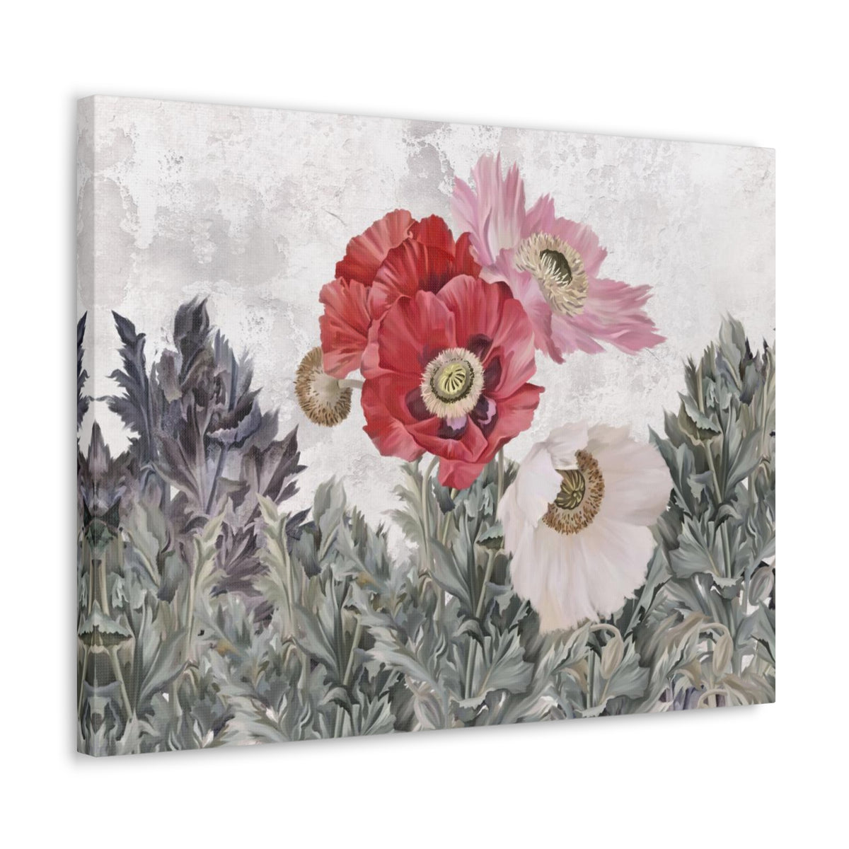 Poppies Flowers Illustration Flower Canvas Wall Art for Home Decor Ready-to-Hang-Express Your Love Gifts