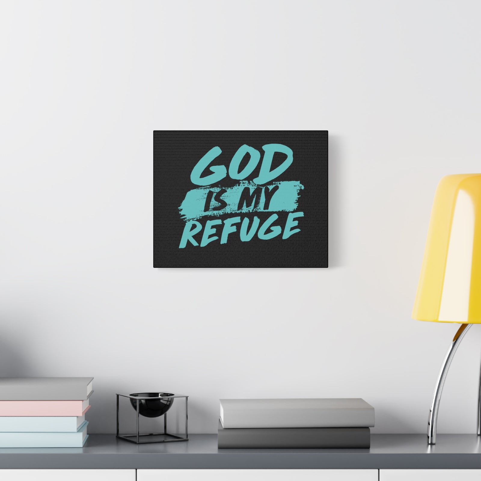 Scripture Canvas God Is My Refuge Psalm 46:1 Christian Wall Art Print Ready to Hang-Express Your Love Gifts