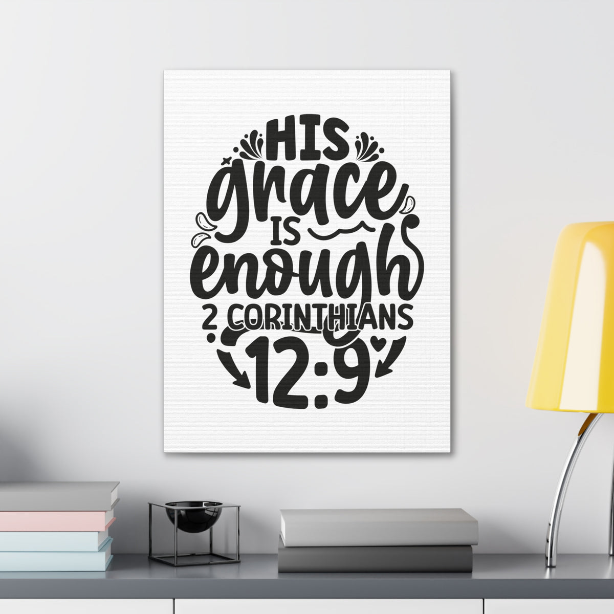 Scripture Walls 2 Corinthians 12:9 His Grace is Enough Circle Bible Verse Canvas Christian Wall Art Ready to Hang Unframed-Express Your Love Gifts