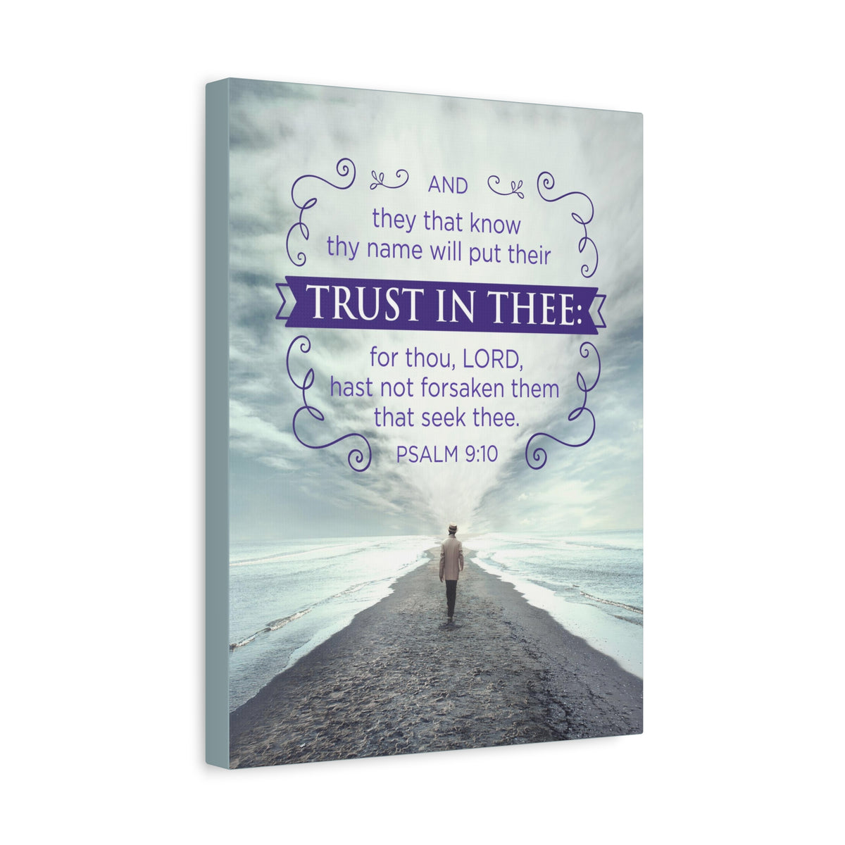 Scripture Canvas Trust In Thee Psalm 9:10 Christian Wall Art Bible Verse Print Ready to Hang-Express Your Love Gifts