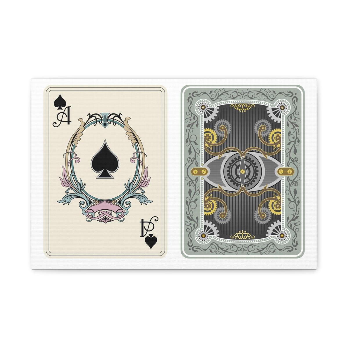Steampunk Style Ace Of Spades Playing Card Canvas Wall Art for Home Decor Ready-to-Hang-Express Your Love Gifts