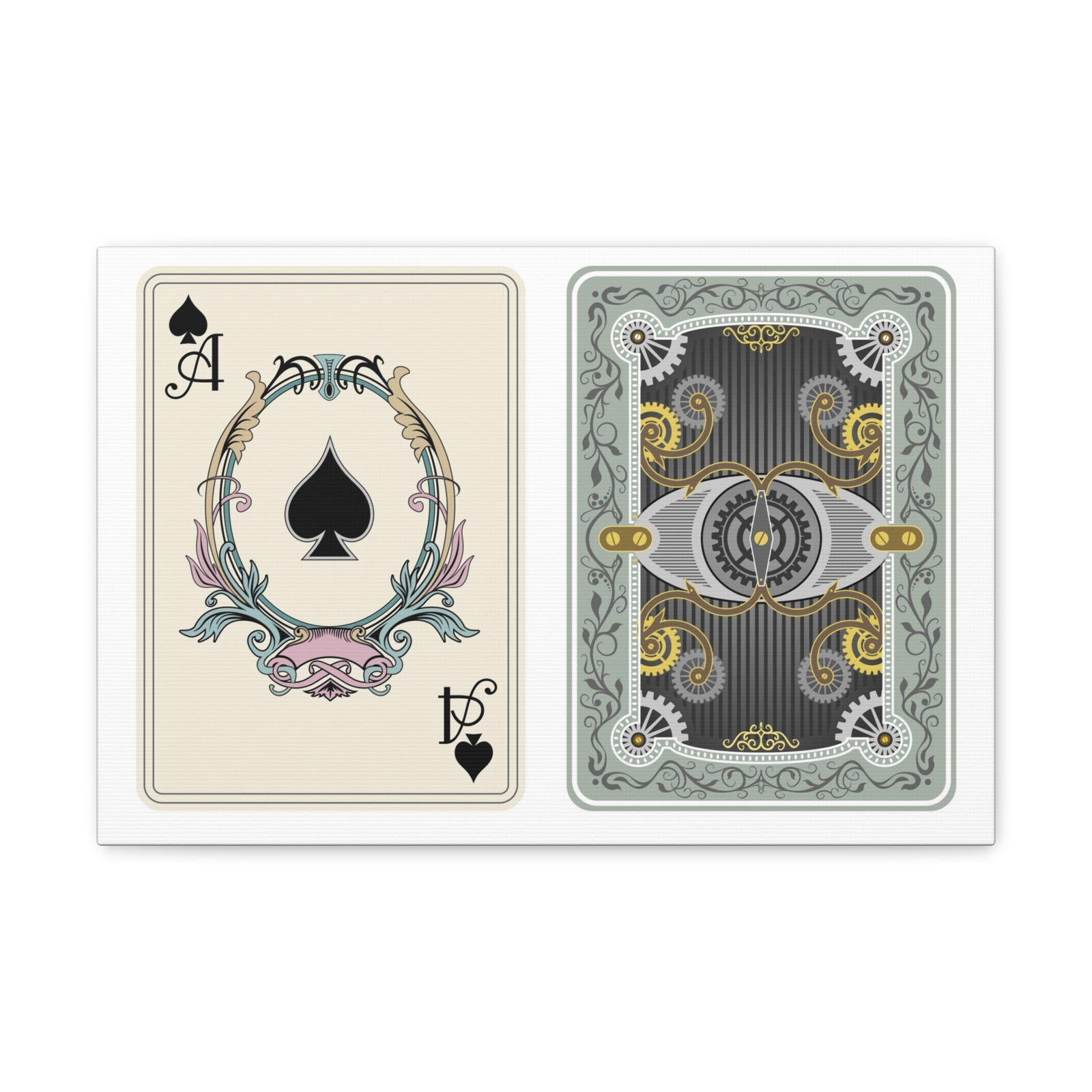 Steampunk Style Ace Of Spades Playing Card Canvas Wall Art for Home Decor Ready-to-Hang-Express Your Love Gifts