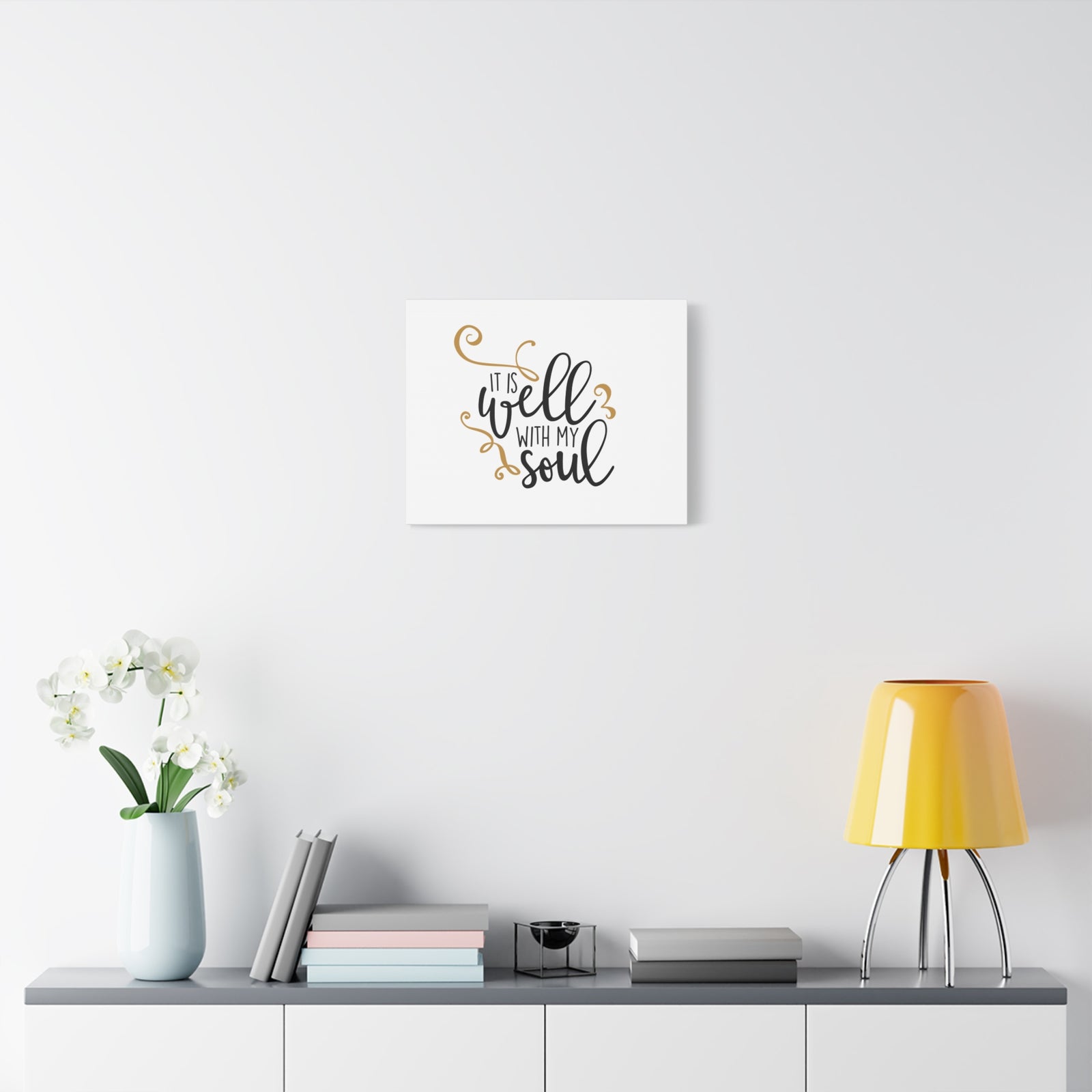 Scripture Canvas It Is Well With My Soul Psalm 42:7 White Christian Wall Art Bible Verse Print Ready to Hang-Express Your Love Gifts