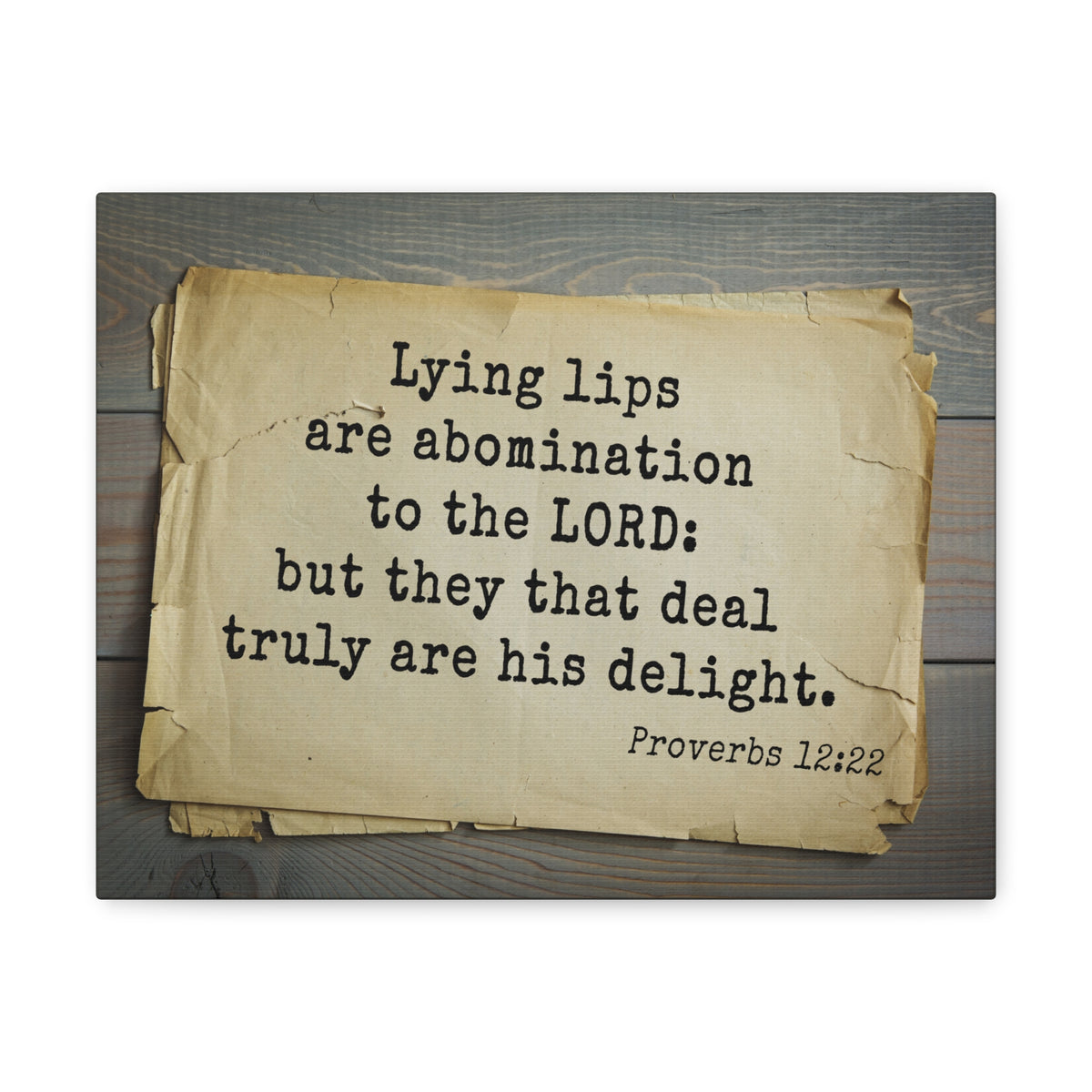 Scripture Canvas His Delight Proverbs 12:22 Christian Wall Art Bible Verse Print Ready to Hang-Express Your Love Gifts
