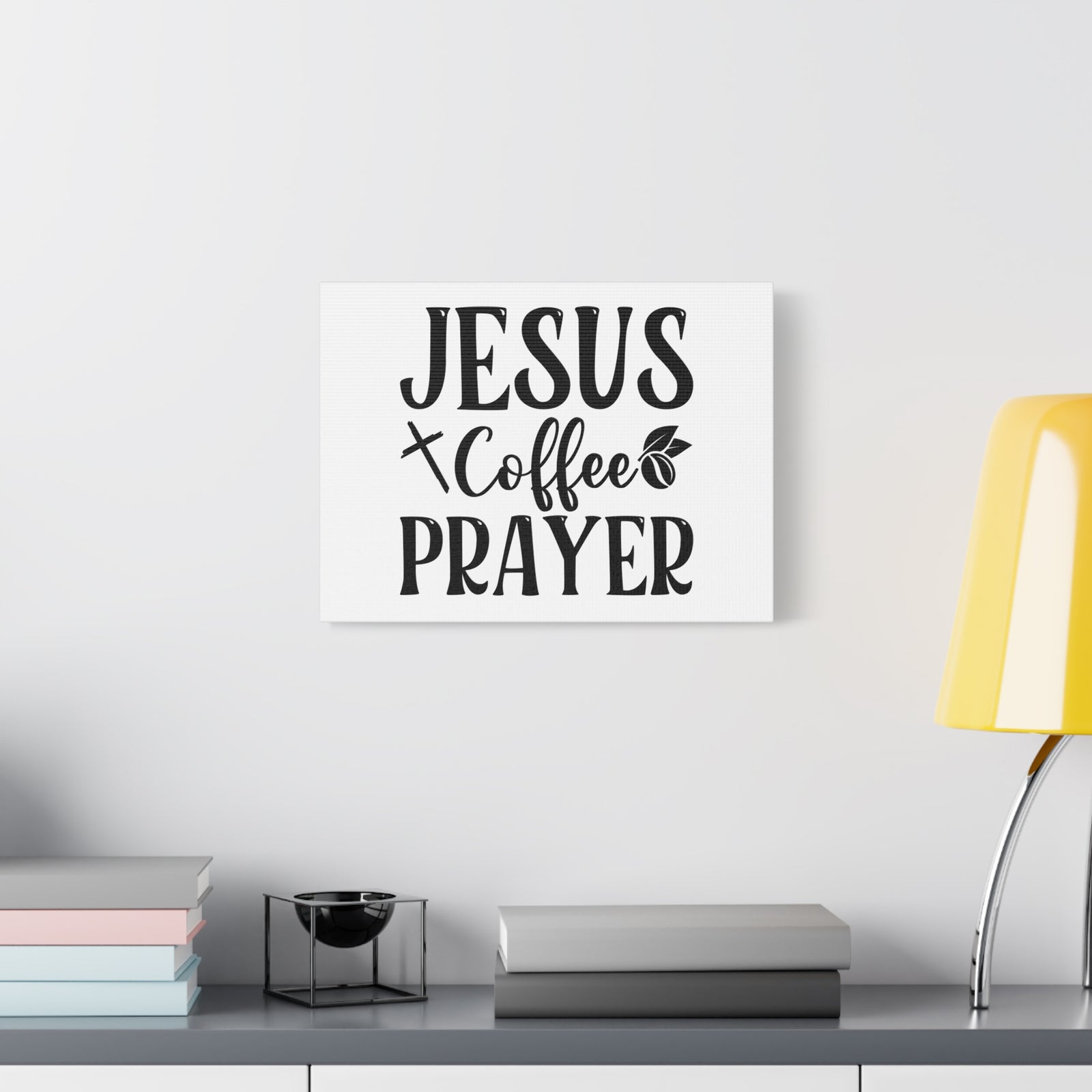Scripture Canvas Jesus Coffee Prayer Psalm 5:3 Christian Wall Art Bible Verse Print Ready to Hang-Express Your Love Gifts
