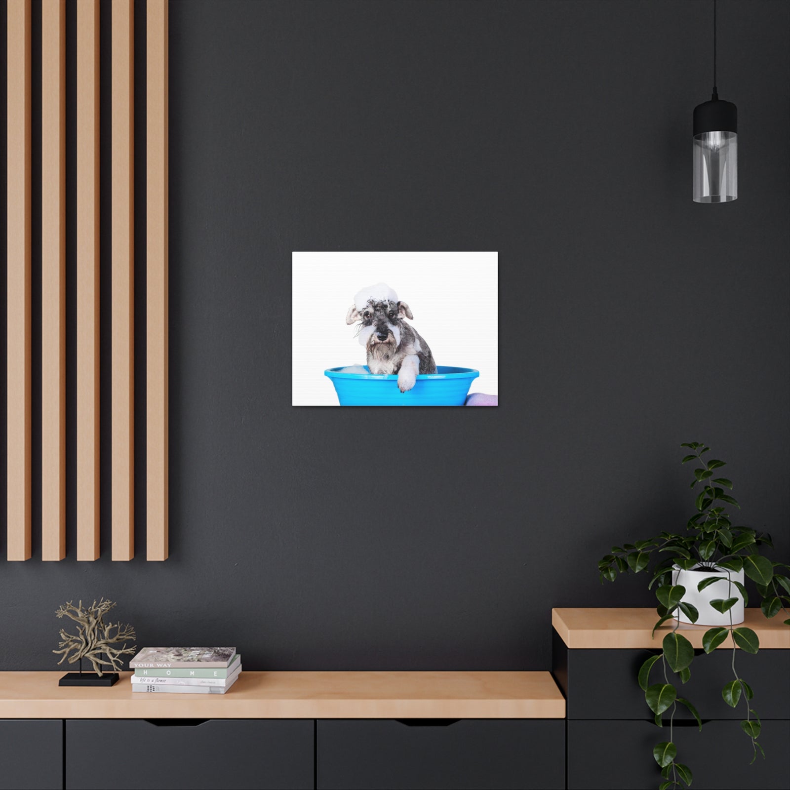 Cute Schnauzer Bath Canvas Wall Art for Home Decor Ready-to-Hang-Express Your Love Gifts