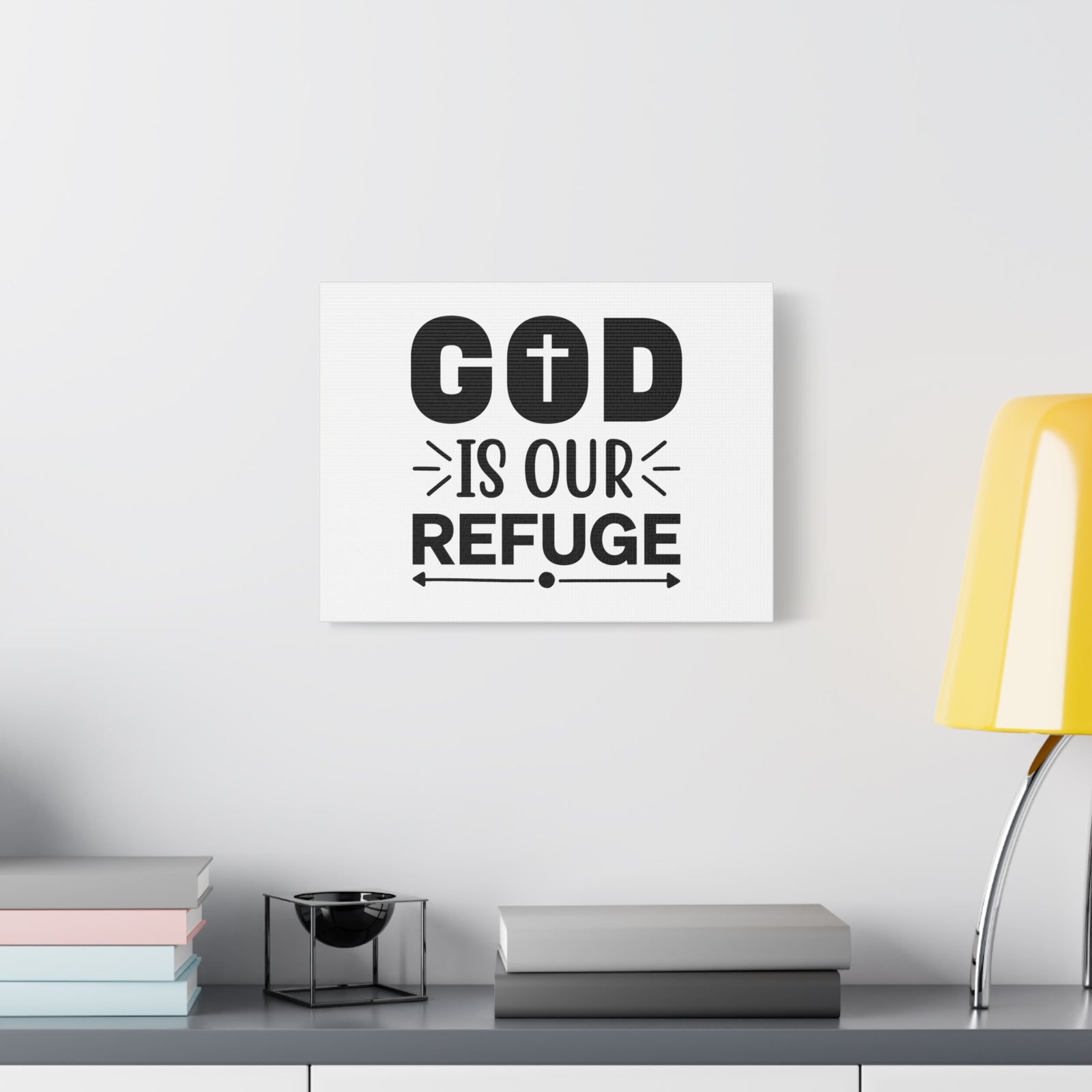 Scripture Canvas God Is Our Refuge Psalm 46:1 Christian Wall Art Bible Verse Print Ready to Hang-Express Your Love Gifts