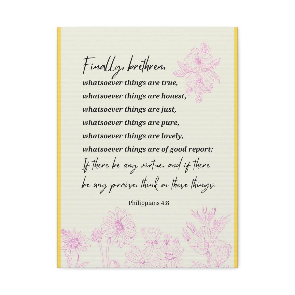 Scripture Canvas Whatsoever Things Are Philippians 4:8 Christian Wall Art Bible Verse Print Ready to Hang-Express Your Love Gifts