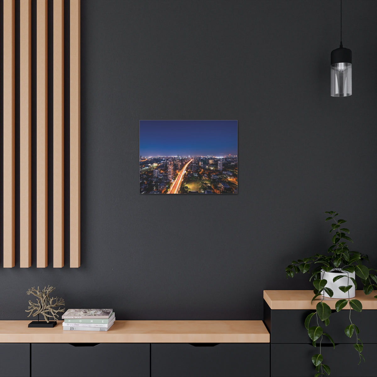 Mumbai Night Skyline Canvas Artwork High-Quality Breathtaking Stunning Cityscape for Home Decor Ready to Hang-Express Your Love Gifts