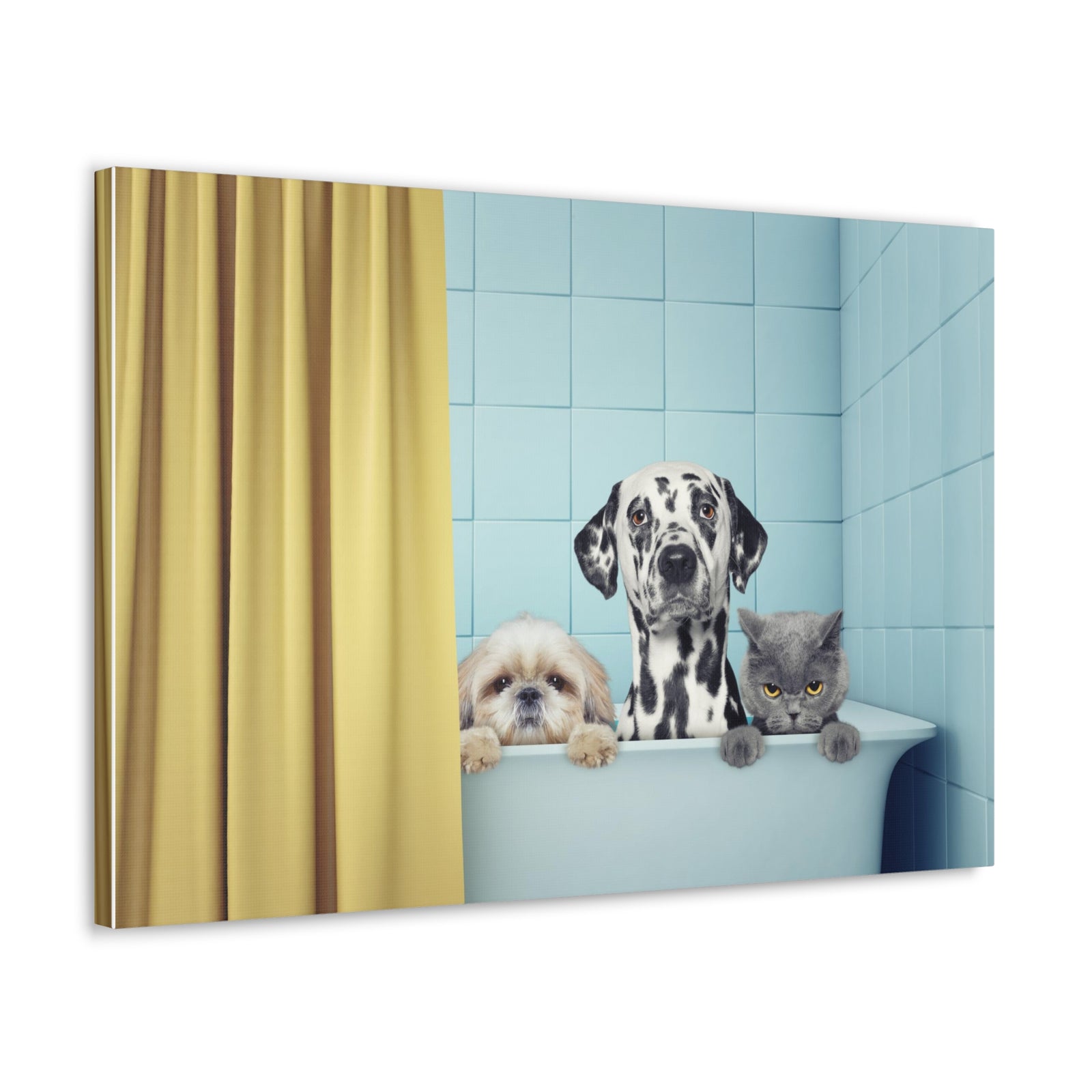 Cute Two Dogs and Cat Canvas Wall Art for Home Decor Ready-to-Hang-Express Your Love Gifts