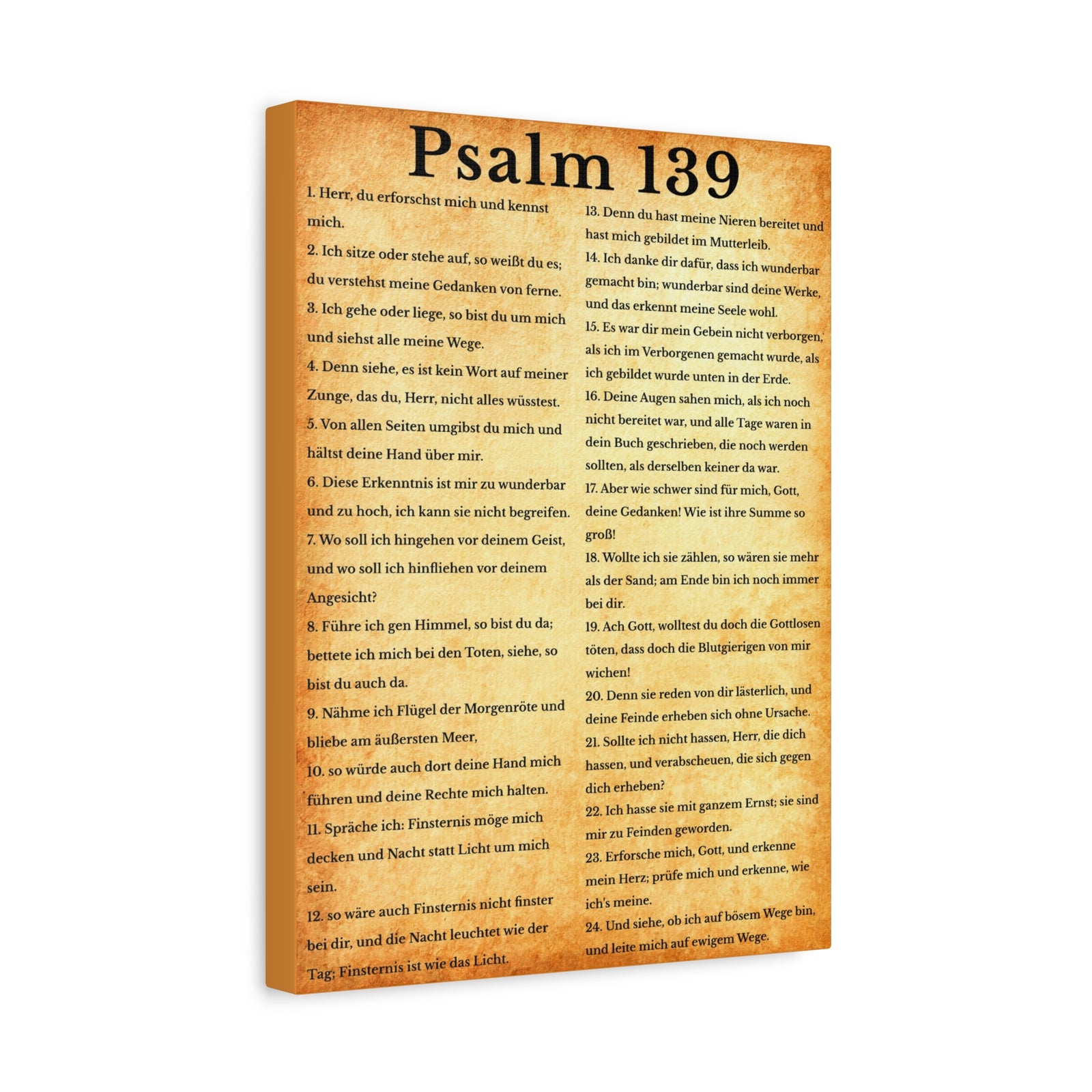 Scripture Walls Psalm 139 German Gold Bible Verse Canvas Christian Wall Art Ready to Hang Unframed-Express Your Love Gifts