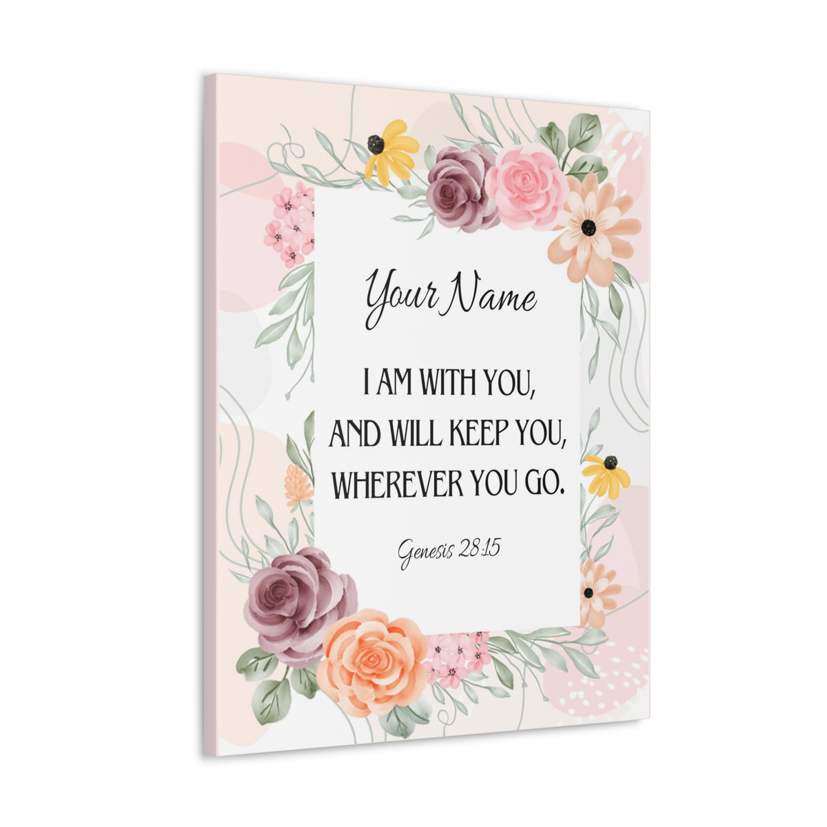 Scripture Walls Personalized Genesis 28:15 I Am With You Bible Chapter Canvas Christian Wall Art Ready to Hang-Express Your Love Gifts