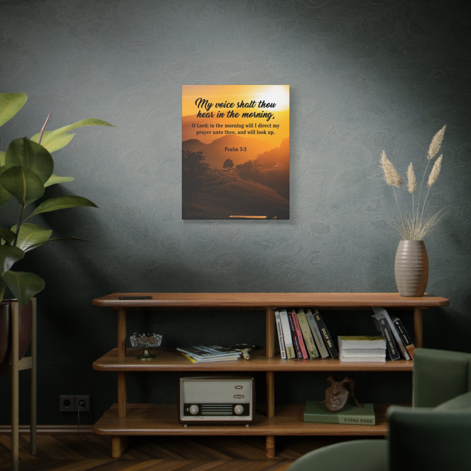 Bible Verse Canvas Morning Prayer Psalm 5:3 Christian Home Decor Scripture Art-Express Your Love Gifts